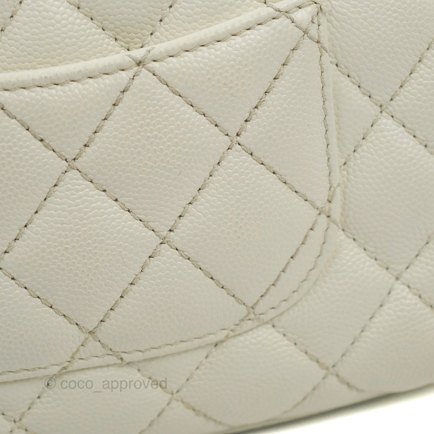 Chanel Mini Coco Handle Quilted Ivory Caviar Gold Hardware
