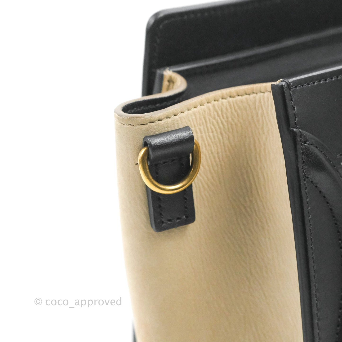 Celine Nano Luggage Bag Tricolour Dune/White/Black Grained Calfskin