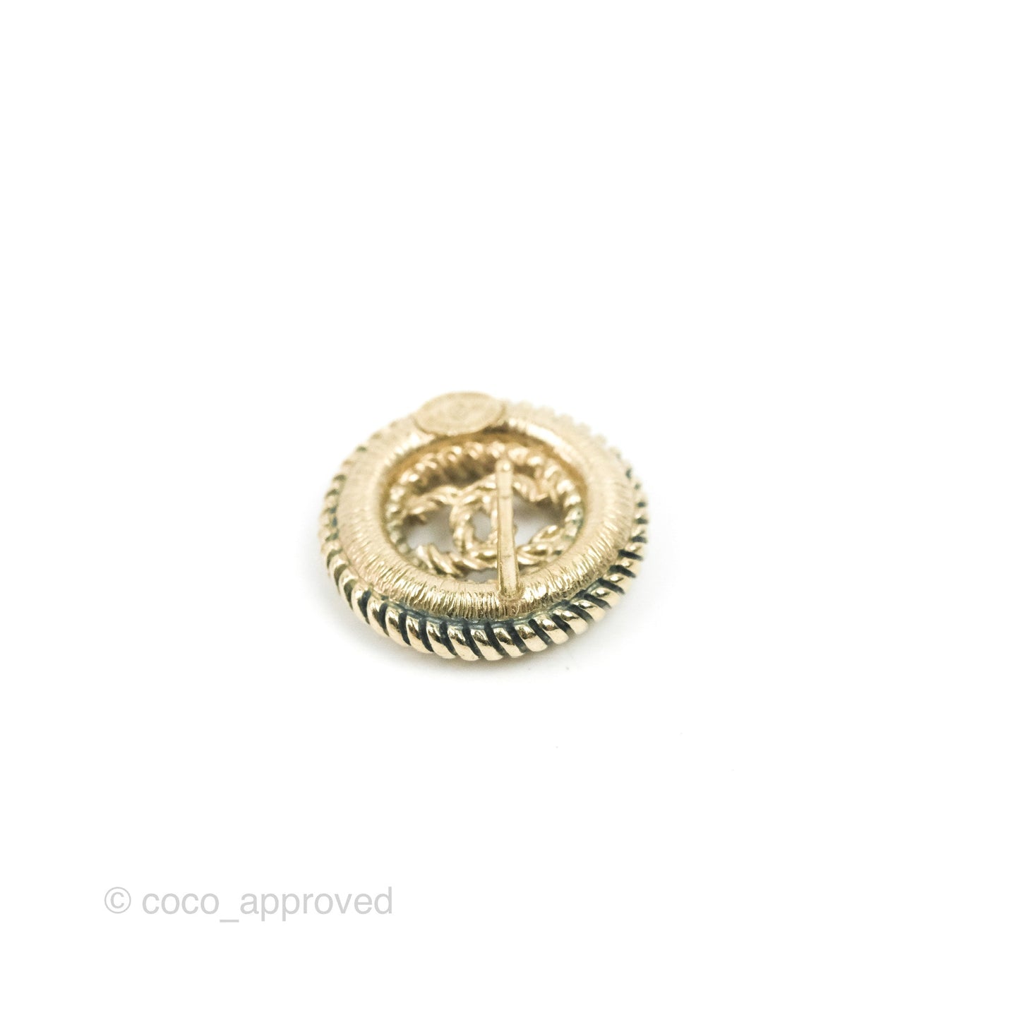 Chanel CC Twisted Round Earrings Gold Tone 17V