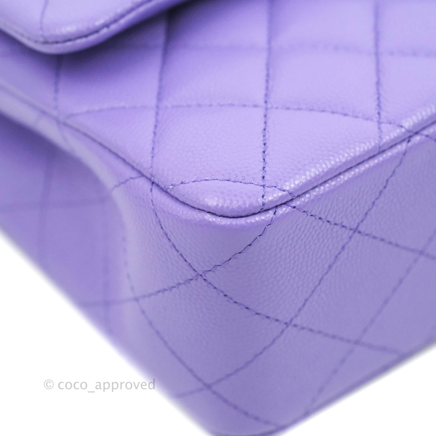 Chanel Classic M/L Medium Flap Quilted Purple Caviar Gold Hardware 20S