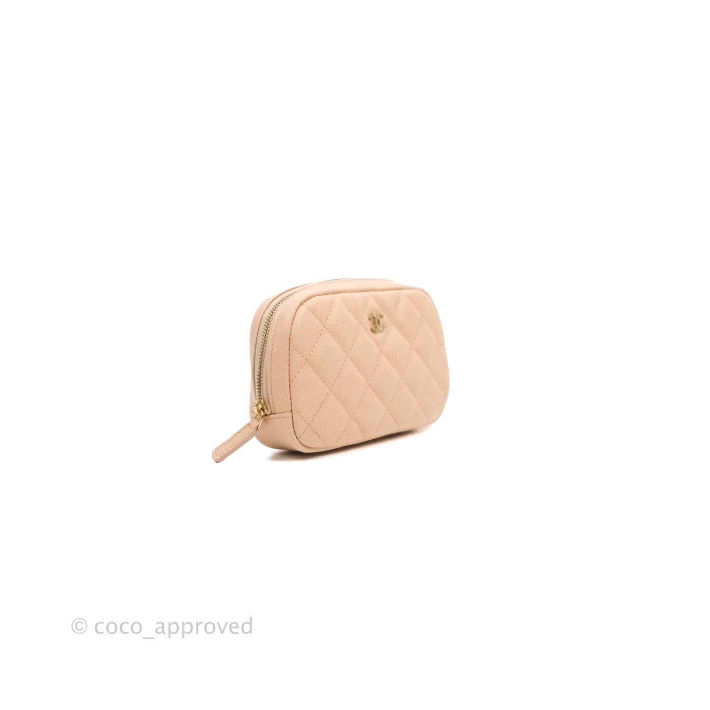 Chanel Small Classic Pouch Light Beige Caviar Gold Hardware