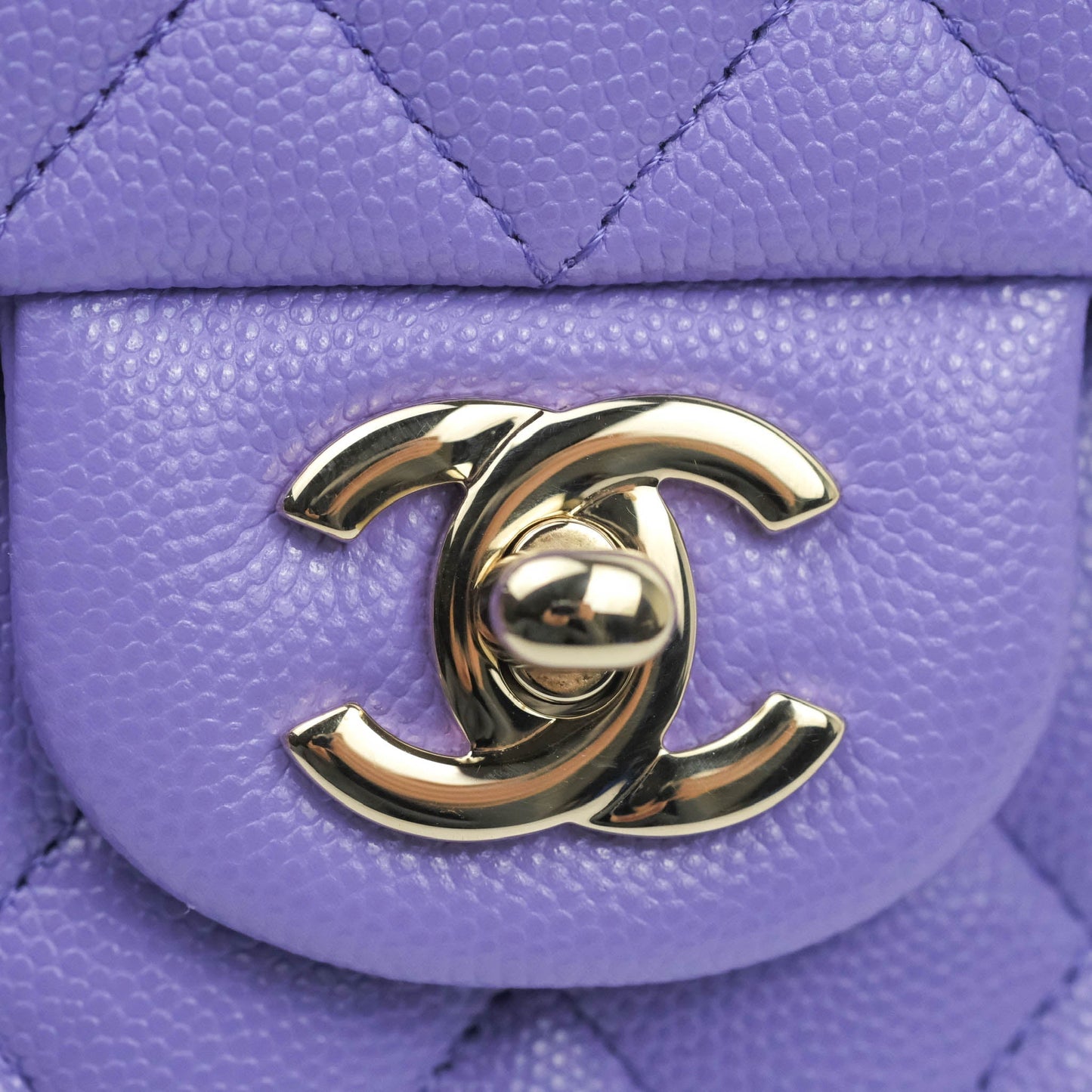 Chanel Classic M/L Medium Double Flap Purple Caviar Gold Hardware 20S