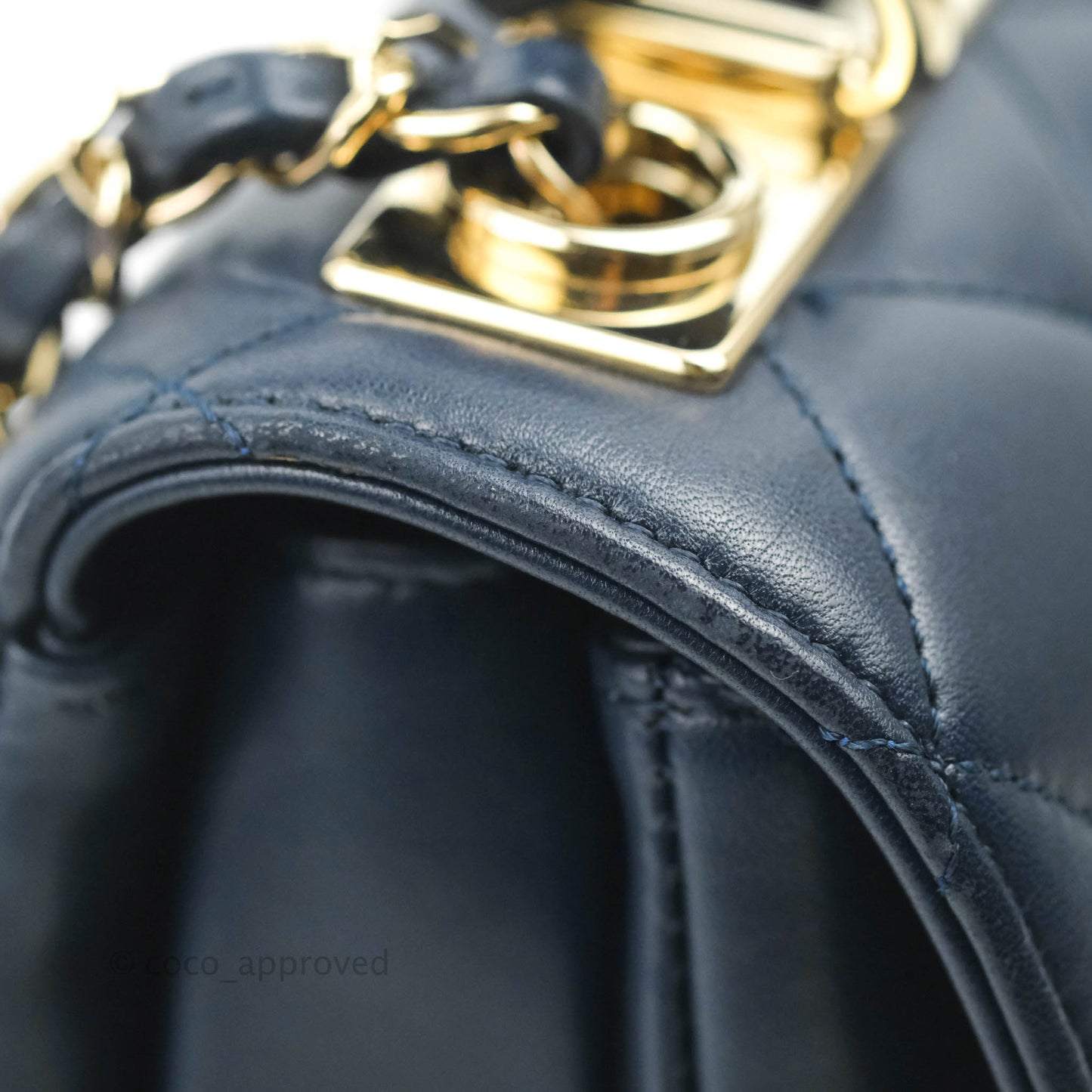 Chanel Small Trendy CC Navy Lambskin Gold Hardware
