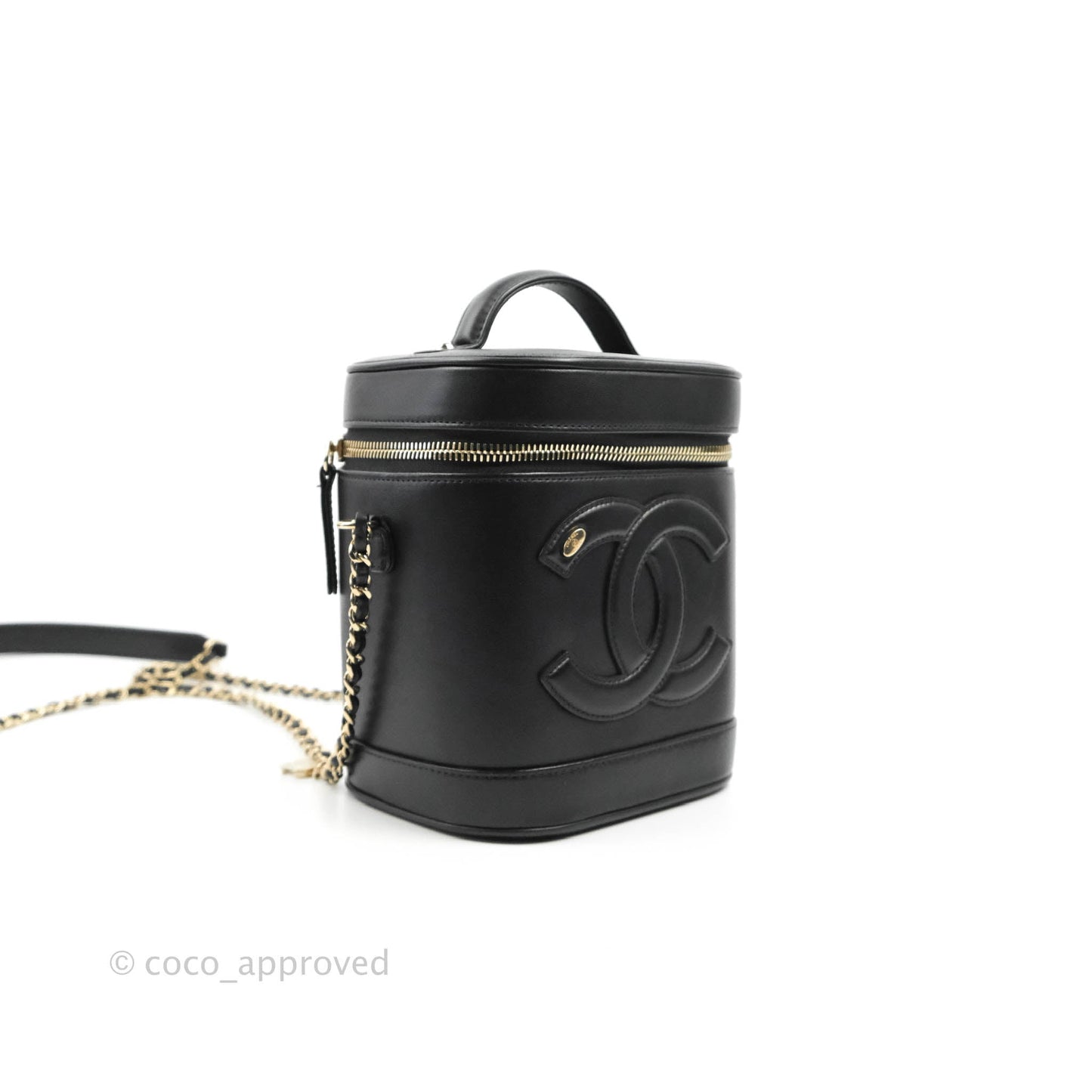 Chanel CC Mania Vanity Case Black Lambskin Gold Hardware