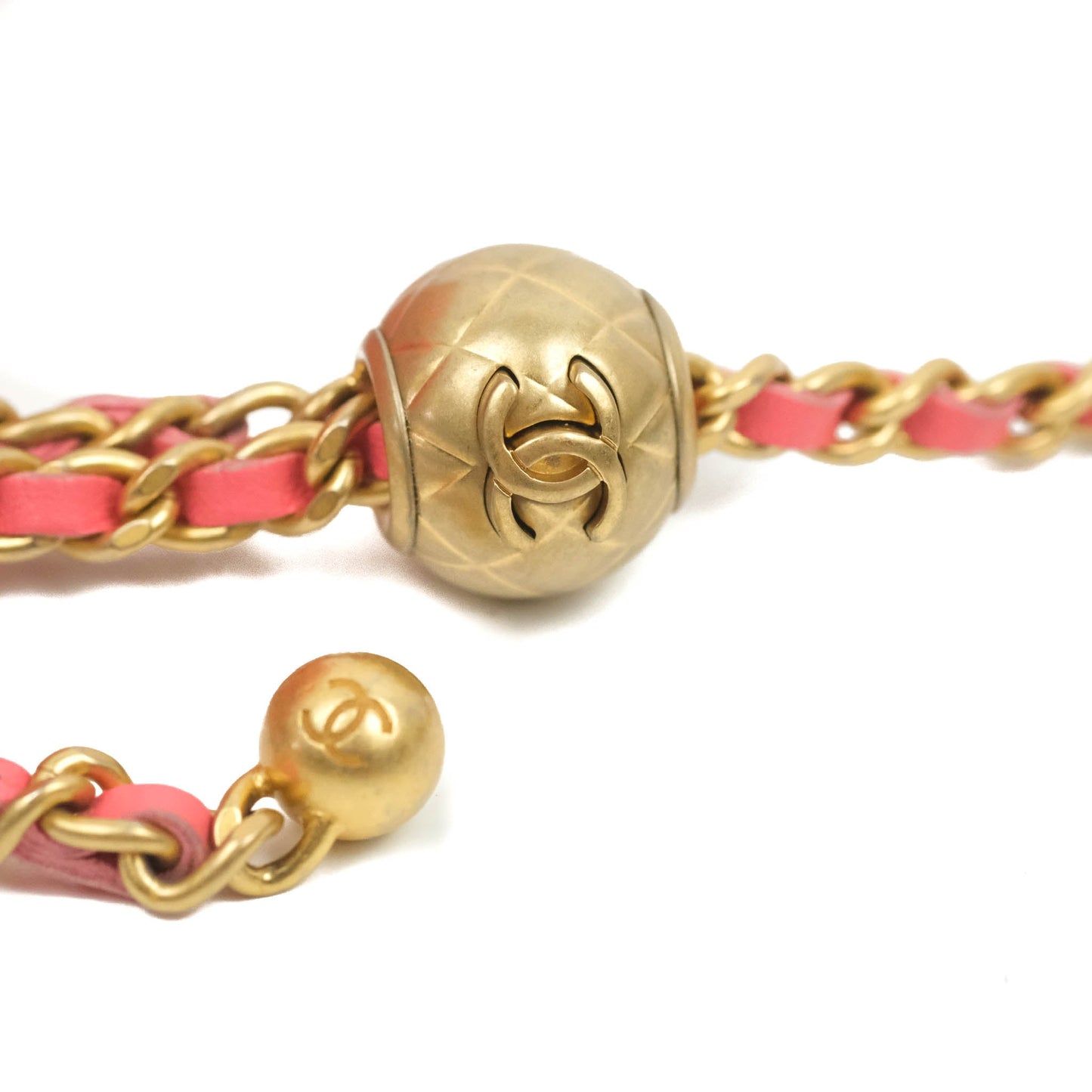 Chanel Quilted Round Pearl Crush Clutch With Chain Pink Lambskin Aged Gold Hardware