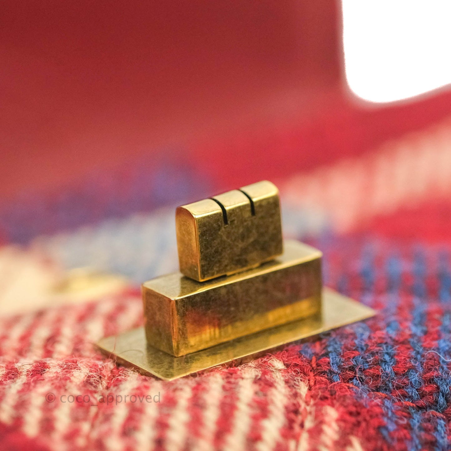 Chanel Mini Reissue 224 Wool Checked Aged Gold Hardware