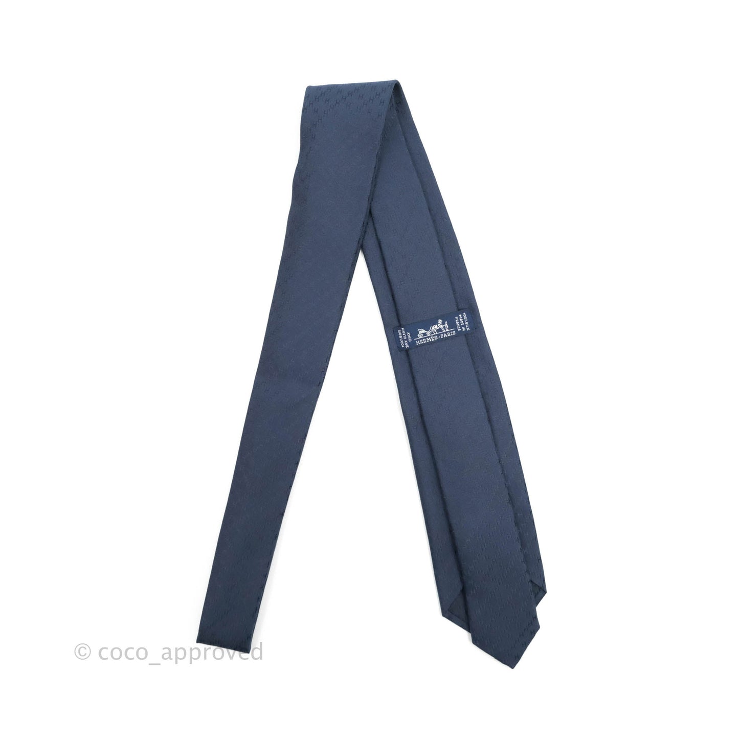 Hermès Tie 7 Faconnee New H tie in Navy Silk