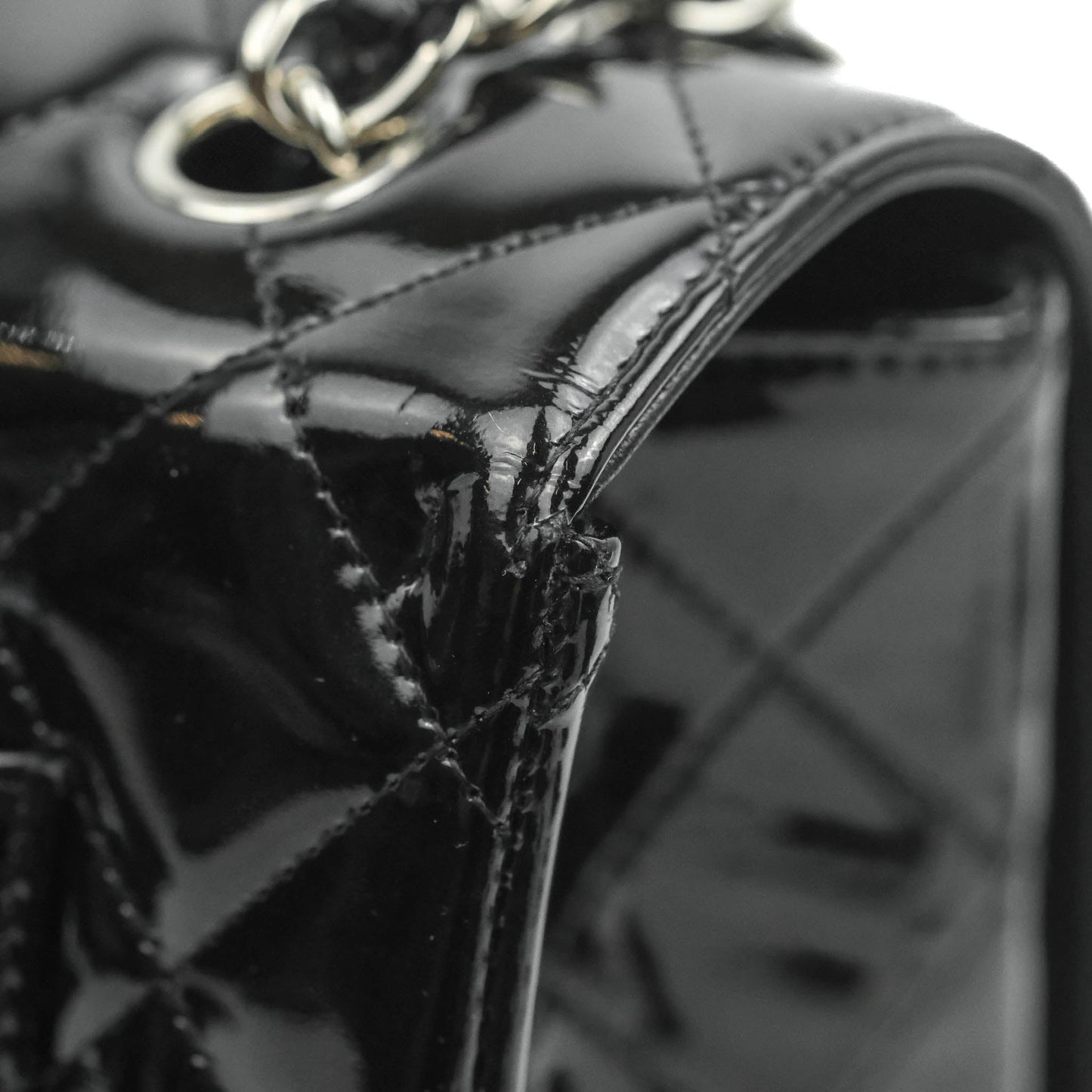 Chanel Quilted Maxi Single Flap Black Patent Silver Hardware