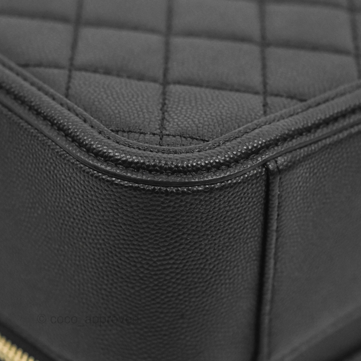Chanel Quilted Large CC Filigree Vanity Case Black Caviar Gold Hardware
