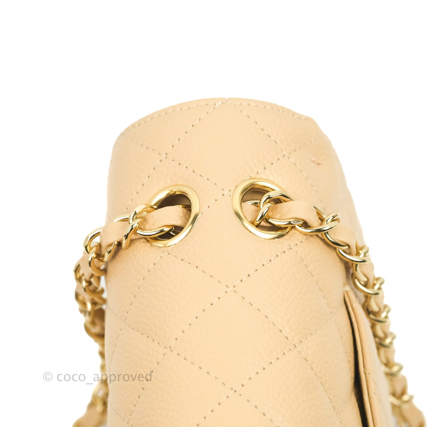 Chanel Classic M/L Medium Flap Quilted Beige Caviar Gold Hardware