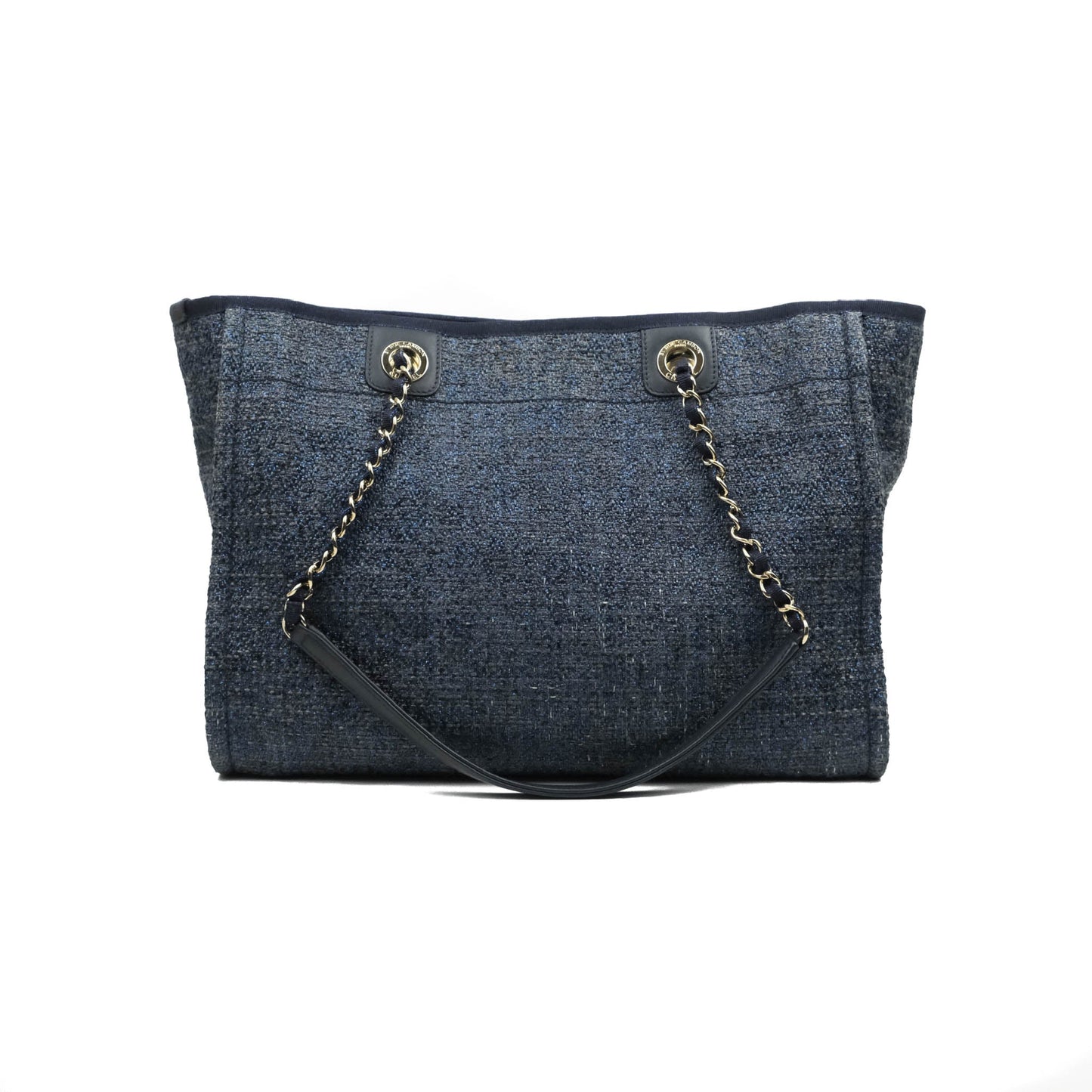 Chanel Medium Deauville Tote Navy Canvas Gold Hardware