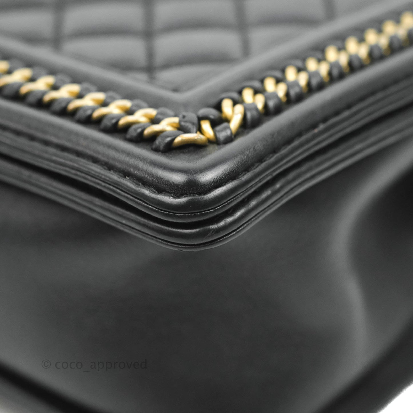 Chanel Quilted Medium Boy With Handle Black Calfskin Aged Gold Hardware
