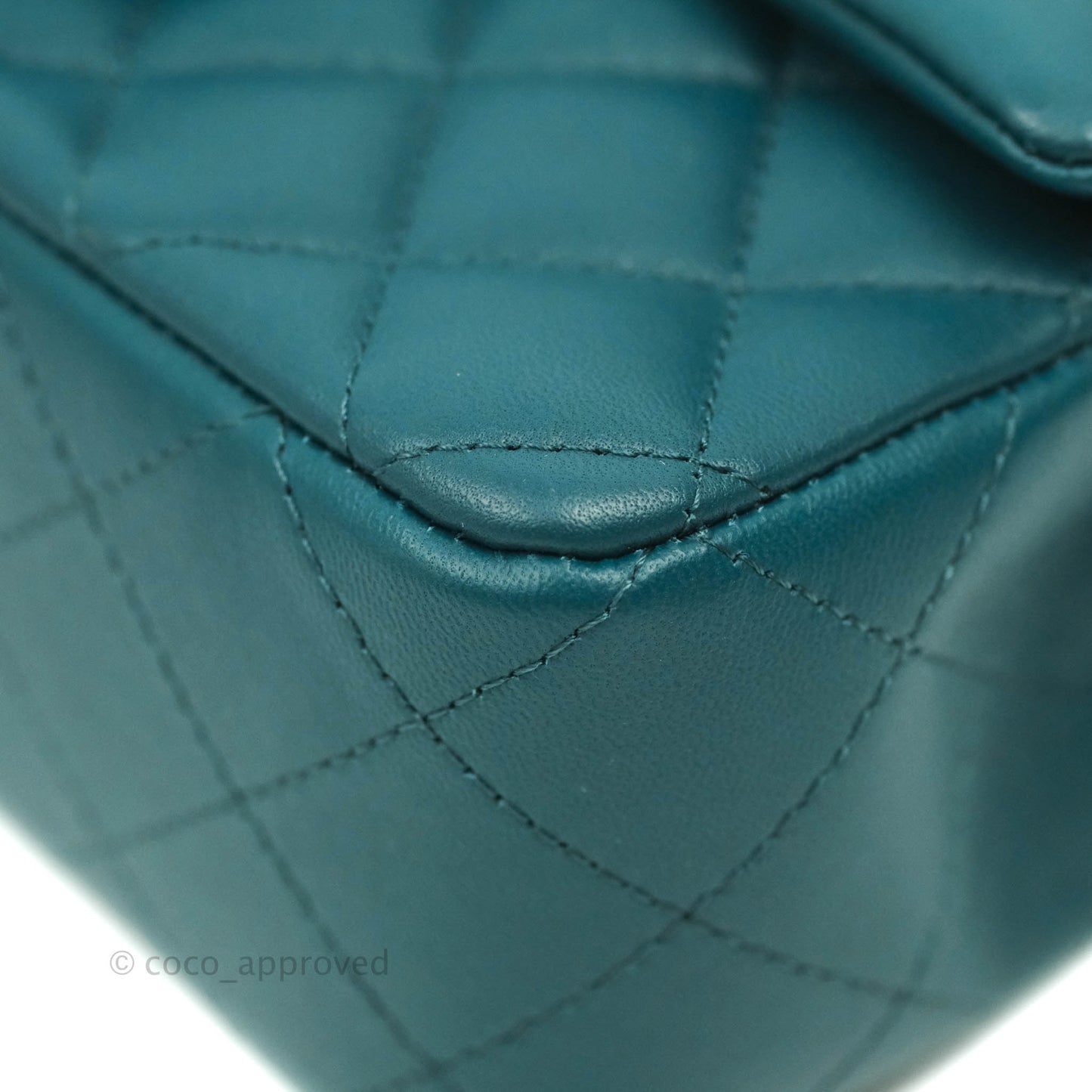 Chanel Quilted Mini Rectangular Lambskin Teal Silver Hardware