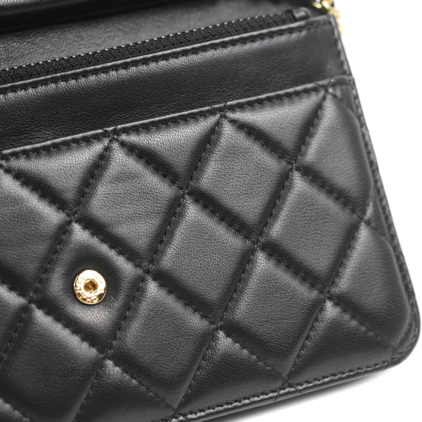 Chanel Quilted Classic Wallet on Chain WOC Black Lambskin Gold Hardware