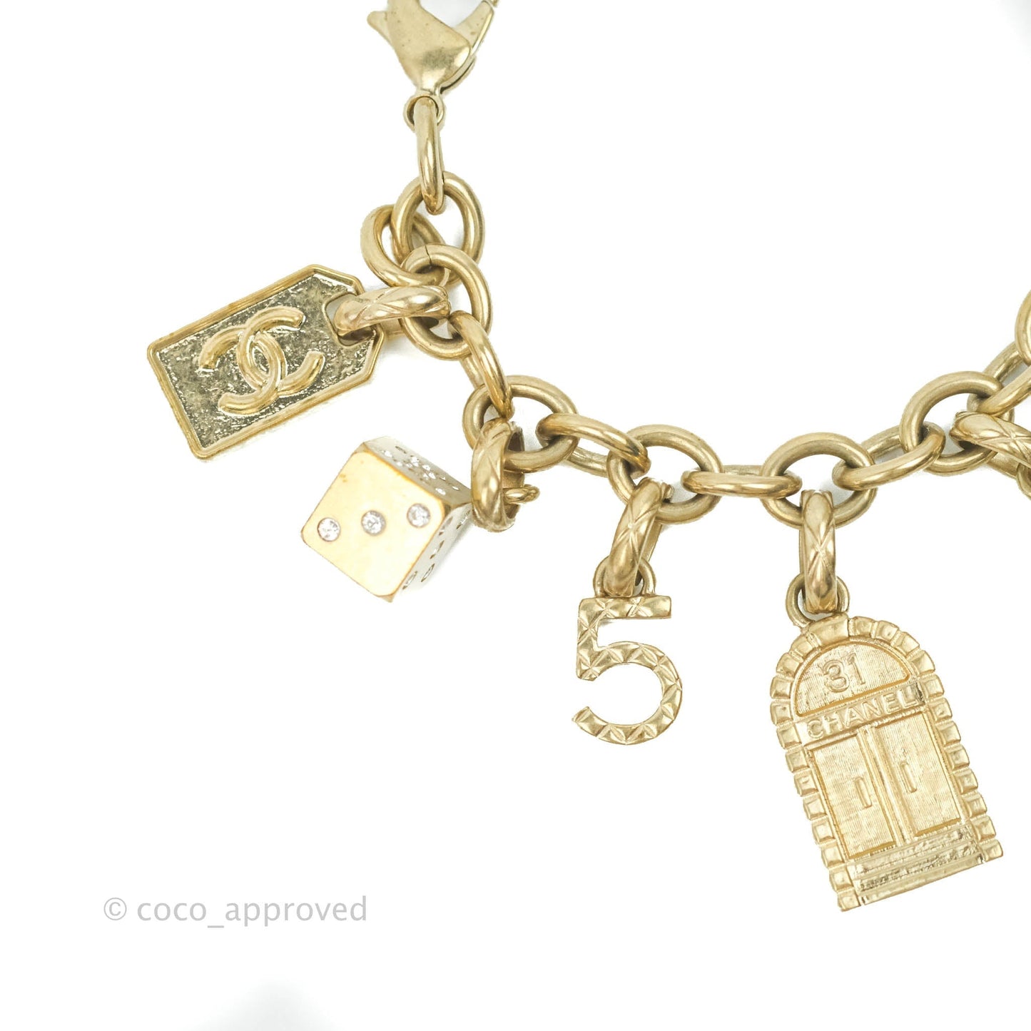 Chanel Chain Bracelet with Charms Gold Tone 21P