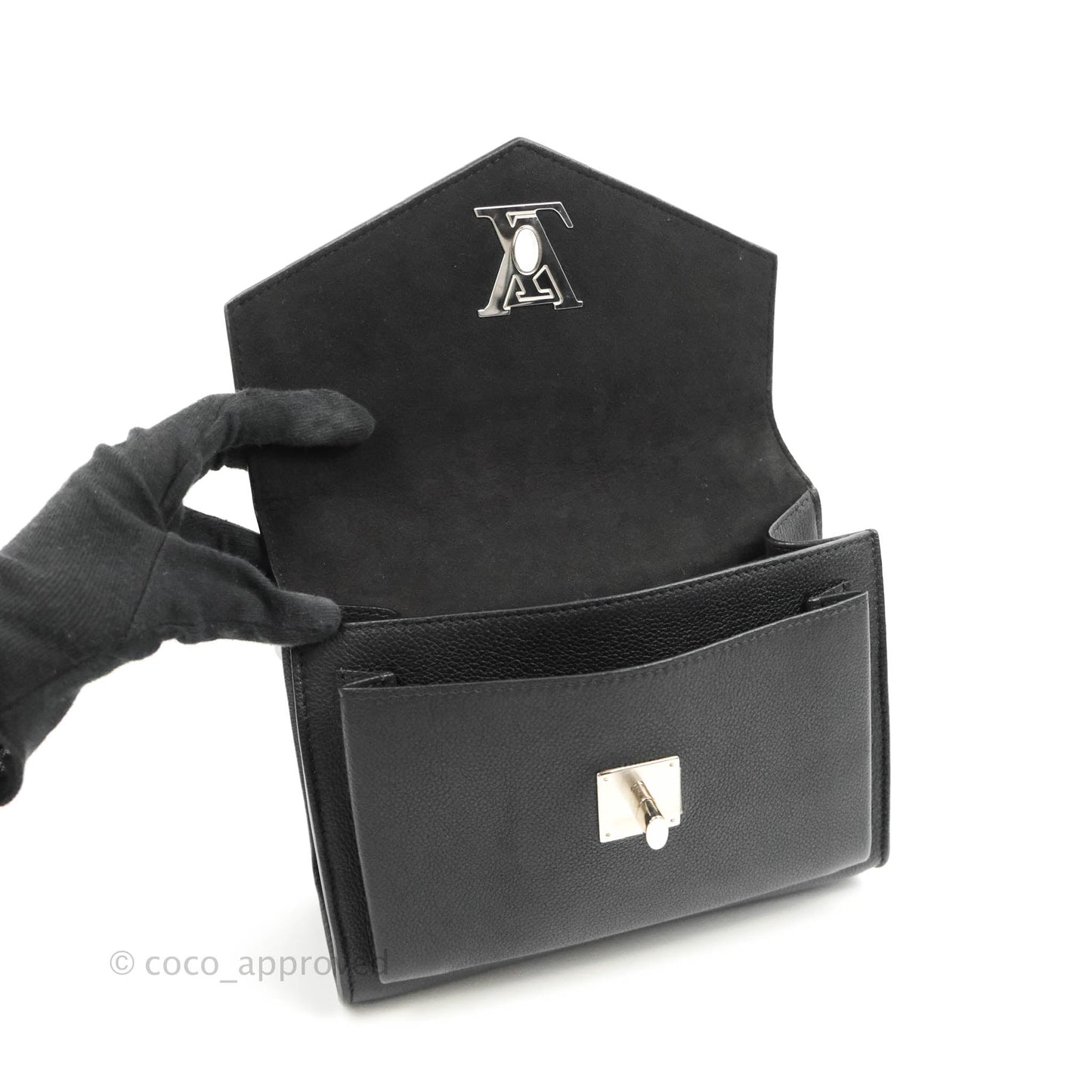 Louis Vuitton My Lockme BB Bag Black Calfskin Silver Hardware