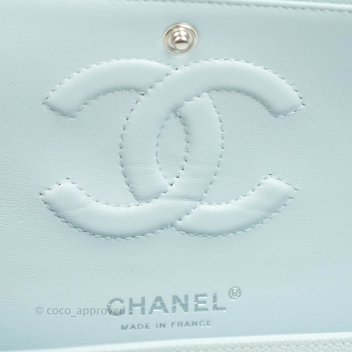 Chanel Classic M/L Medium Double Flap Blue Caviar Silver Hardware 21K