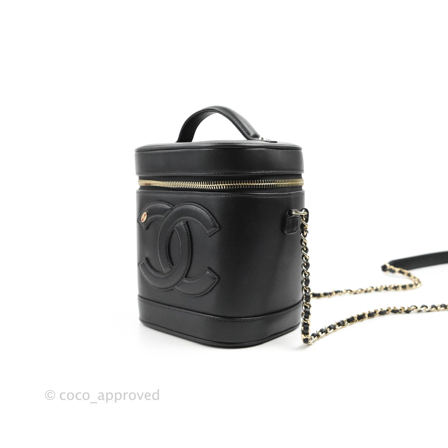 Chanel CC Mania Vanity Case Black Lambskin Gold Hardware