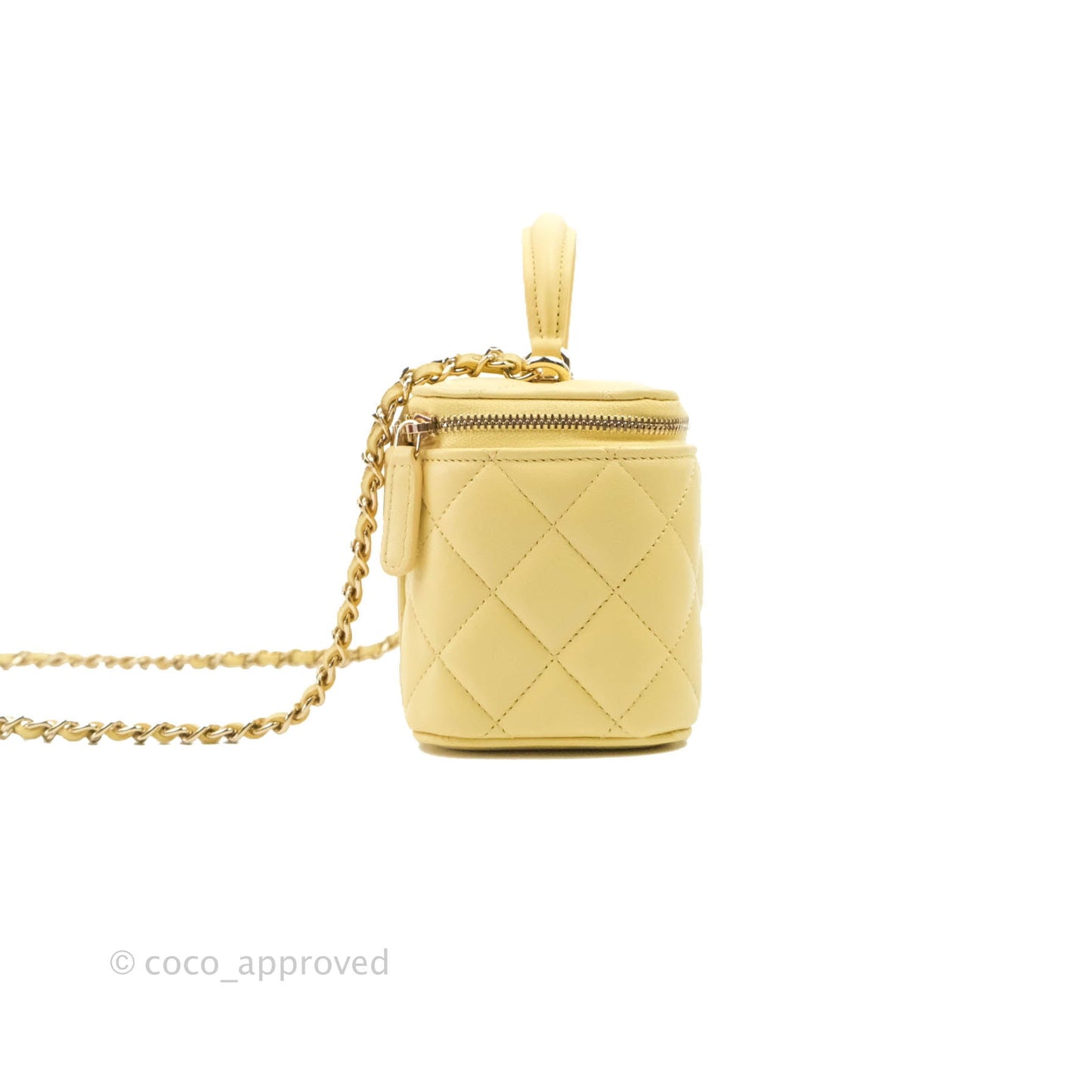 Chanel Vanity Rectangular Top Handle Yellow Lambskin Gold Hardware