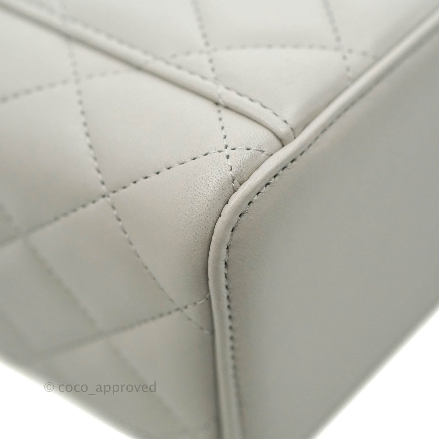 Chanel Classic Vanity Rectangular Top Handle With Chain Grey Lambskin Aged Gold Hardware