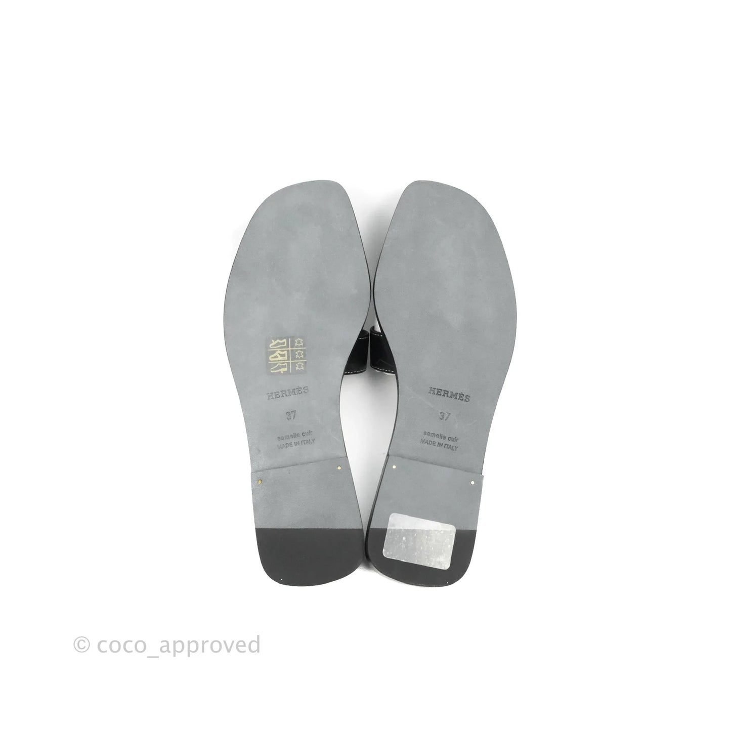 Hermès Oran Sandals in Black Size 37
