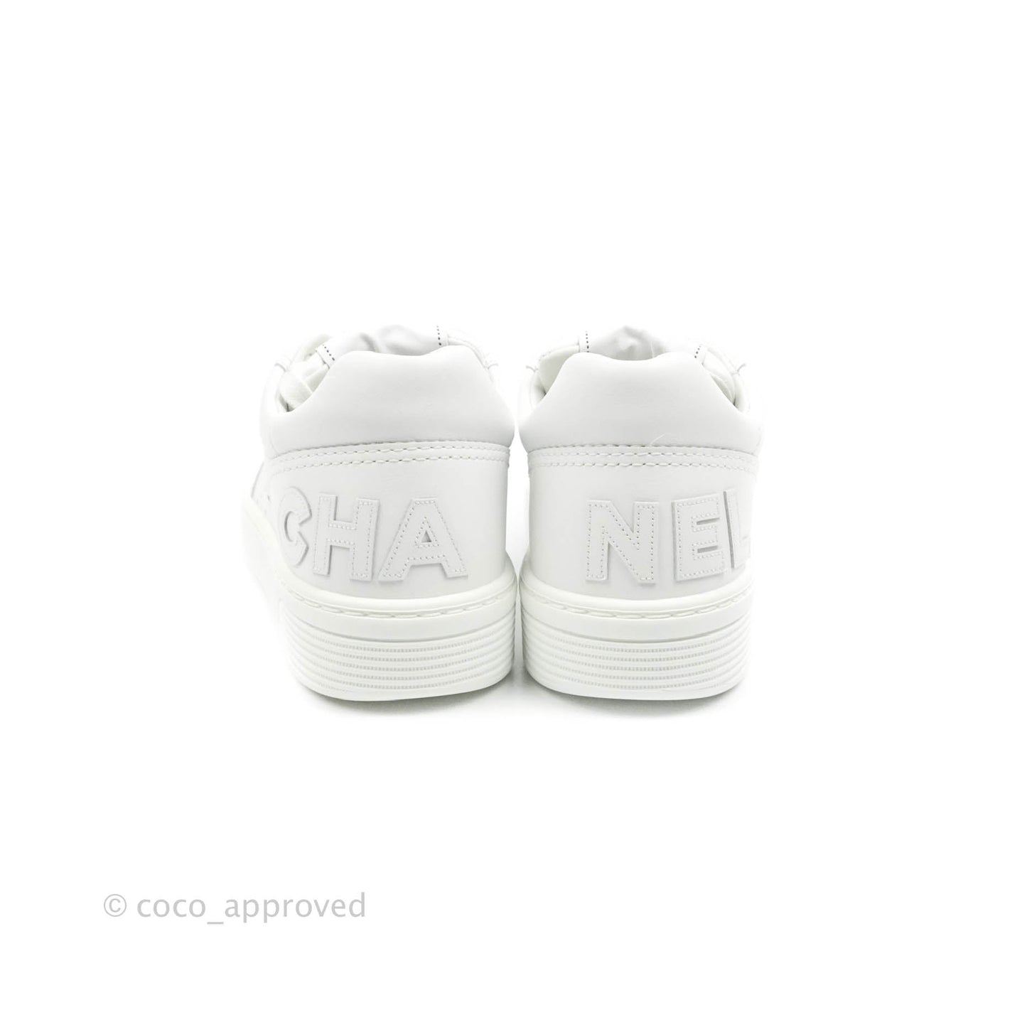 Chanel Calfskin Logo Sneakers White Size 37.5