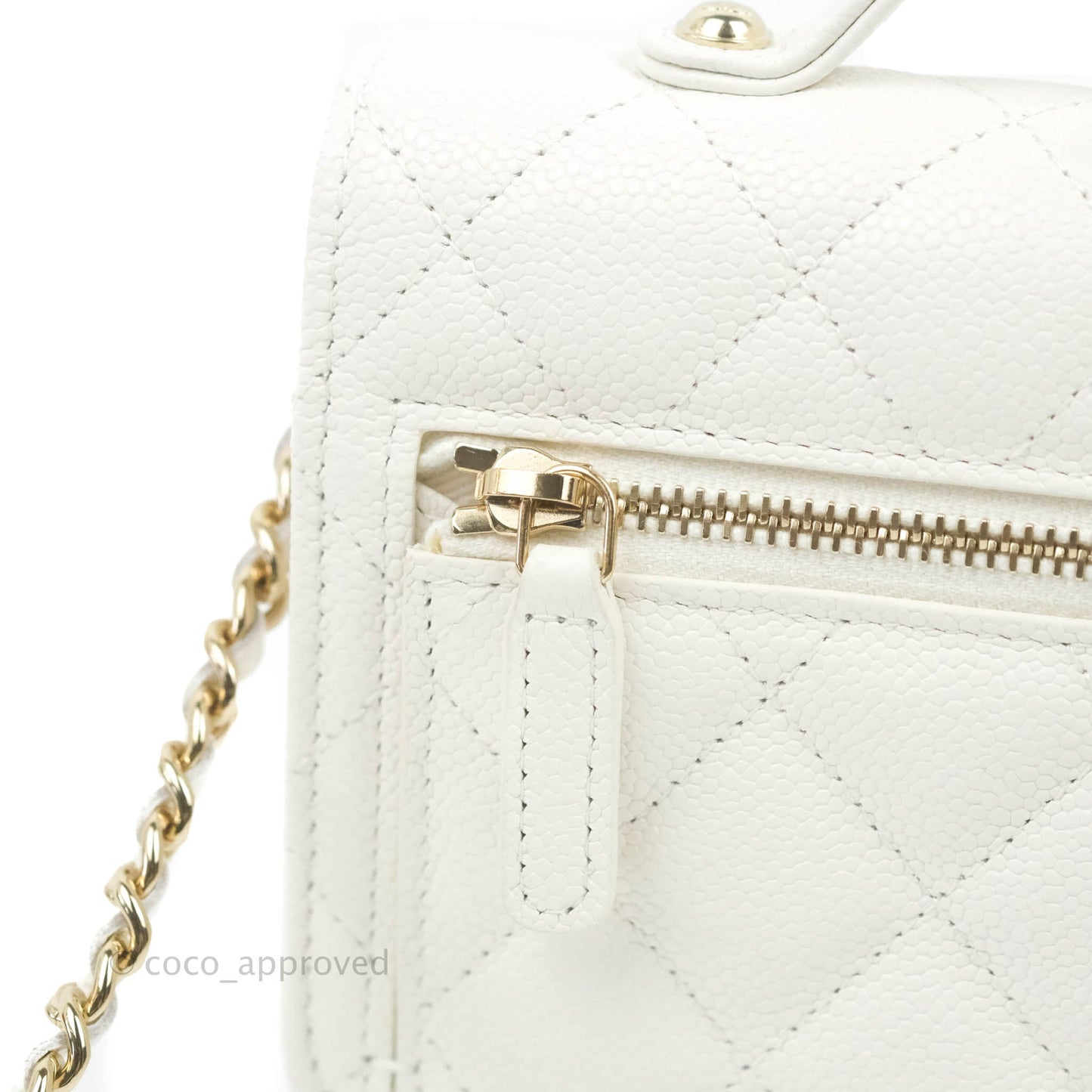 Chanel Business Affinity Clutch With Chain White Caviar Gold Hardware