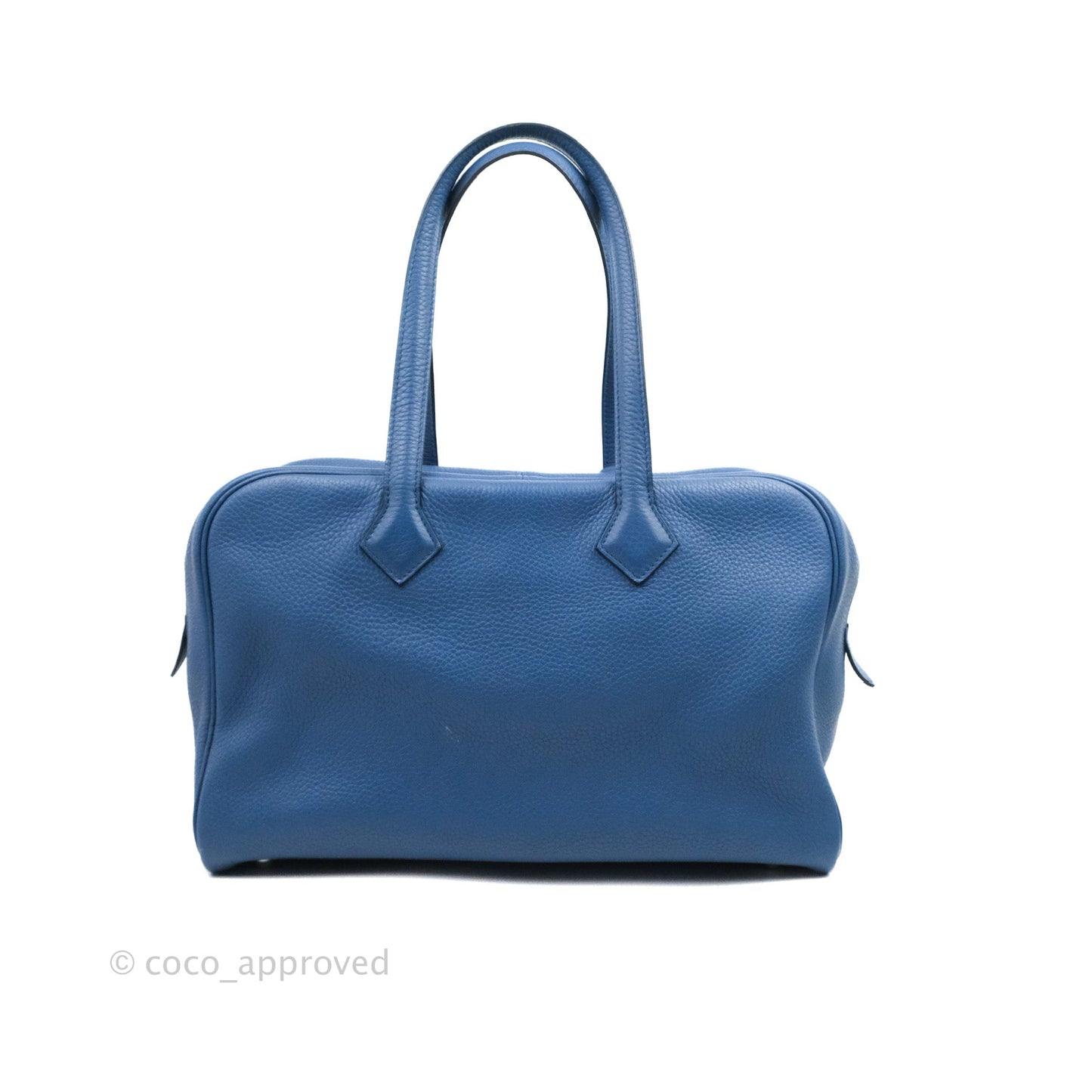 Hermes Victoria II 35 Bag Blue Paradis Clemence Palladium Hardware