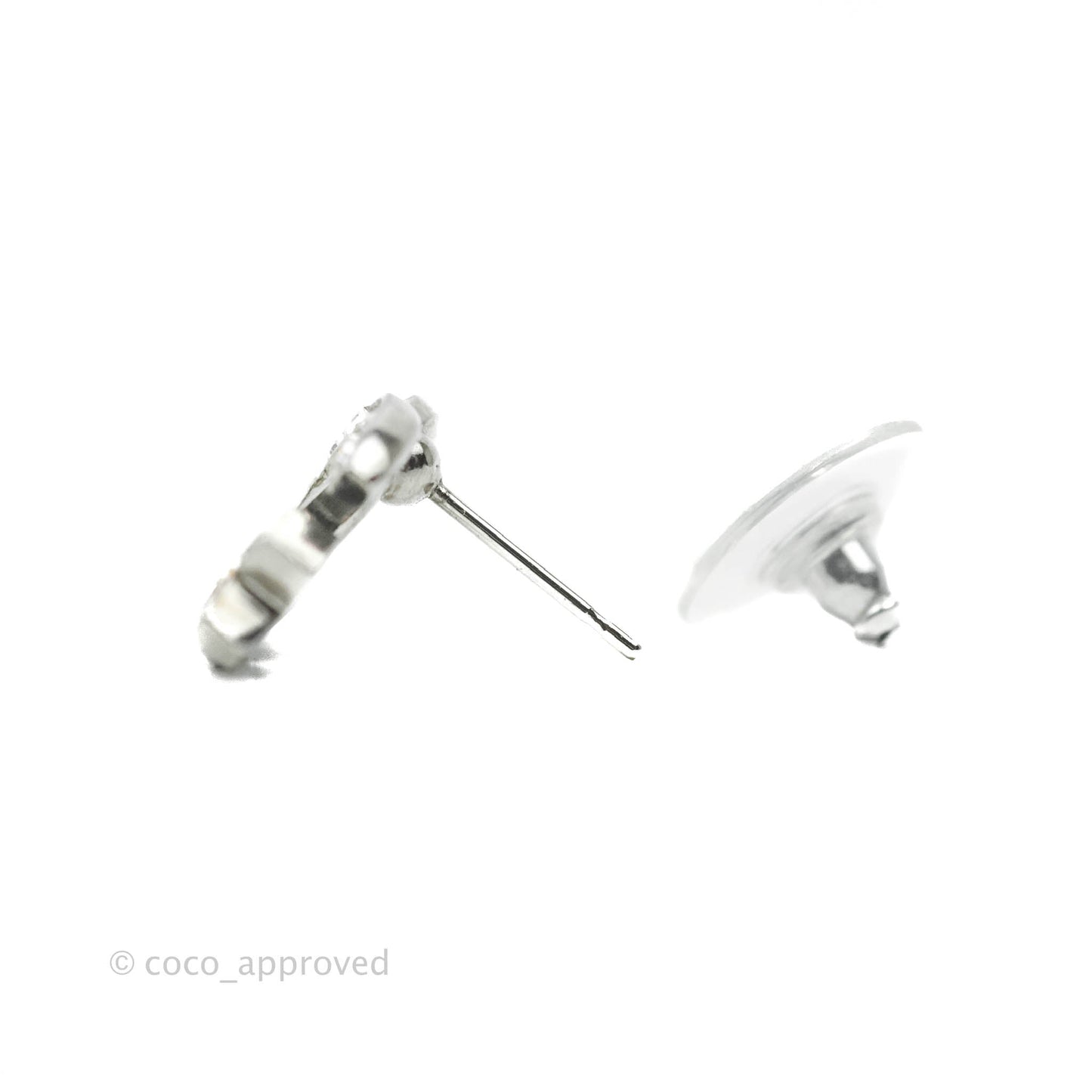 Chanel Crystal CC Star Earrings Silver Tone 21S