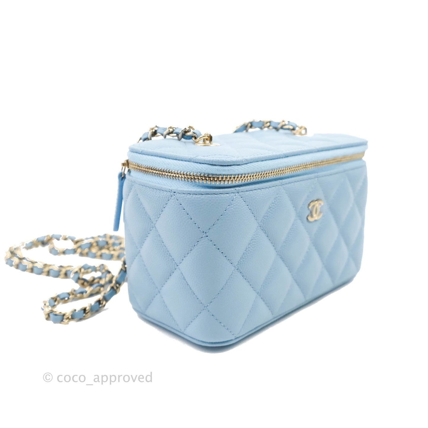 Chanel Vanity with Chain Blue Caviar Gold Hardware 22S