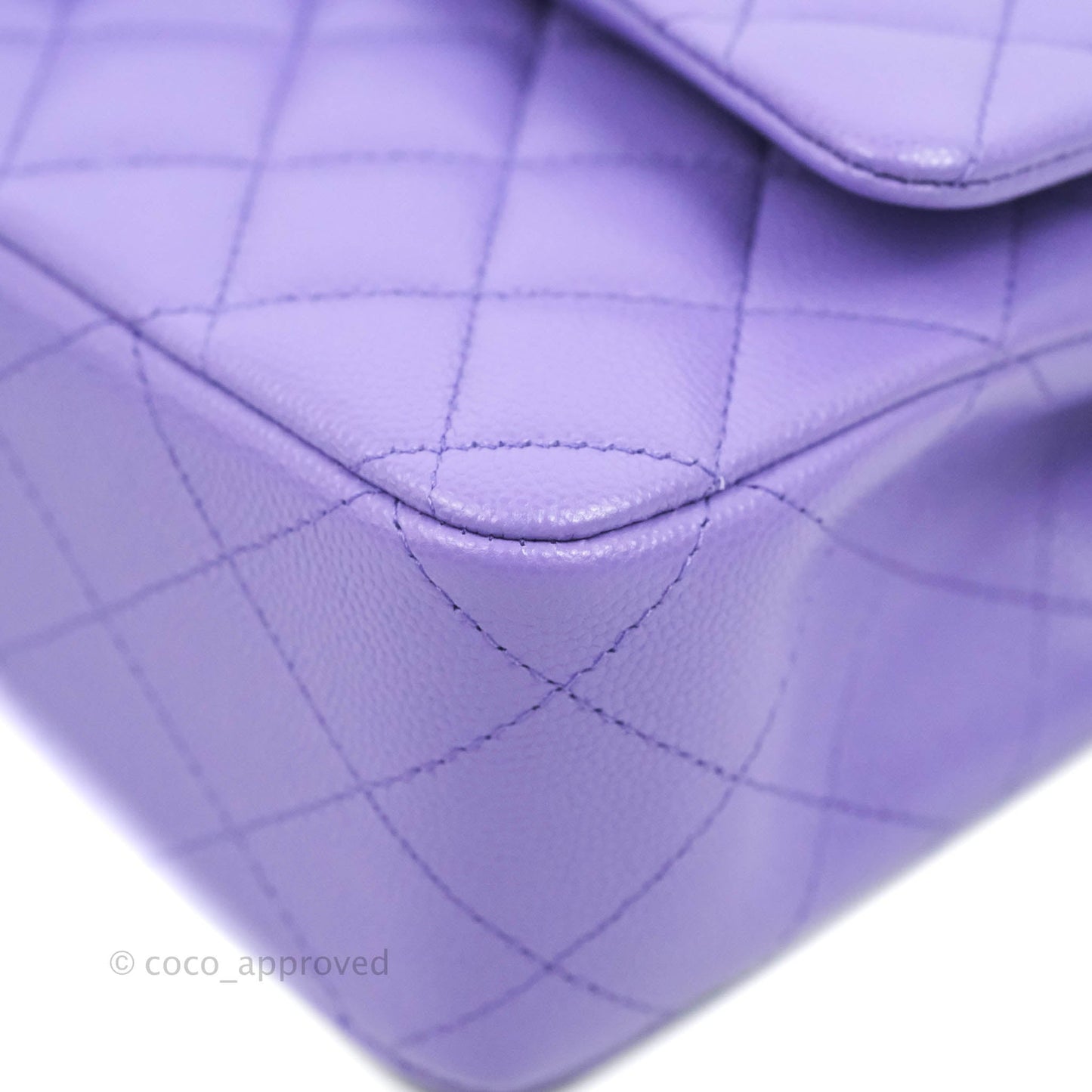 Chanel Classic M/L Medium Flap Quilted Purple Caviar Gold Hardware 20S