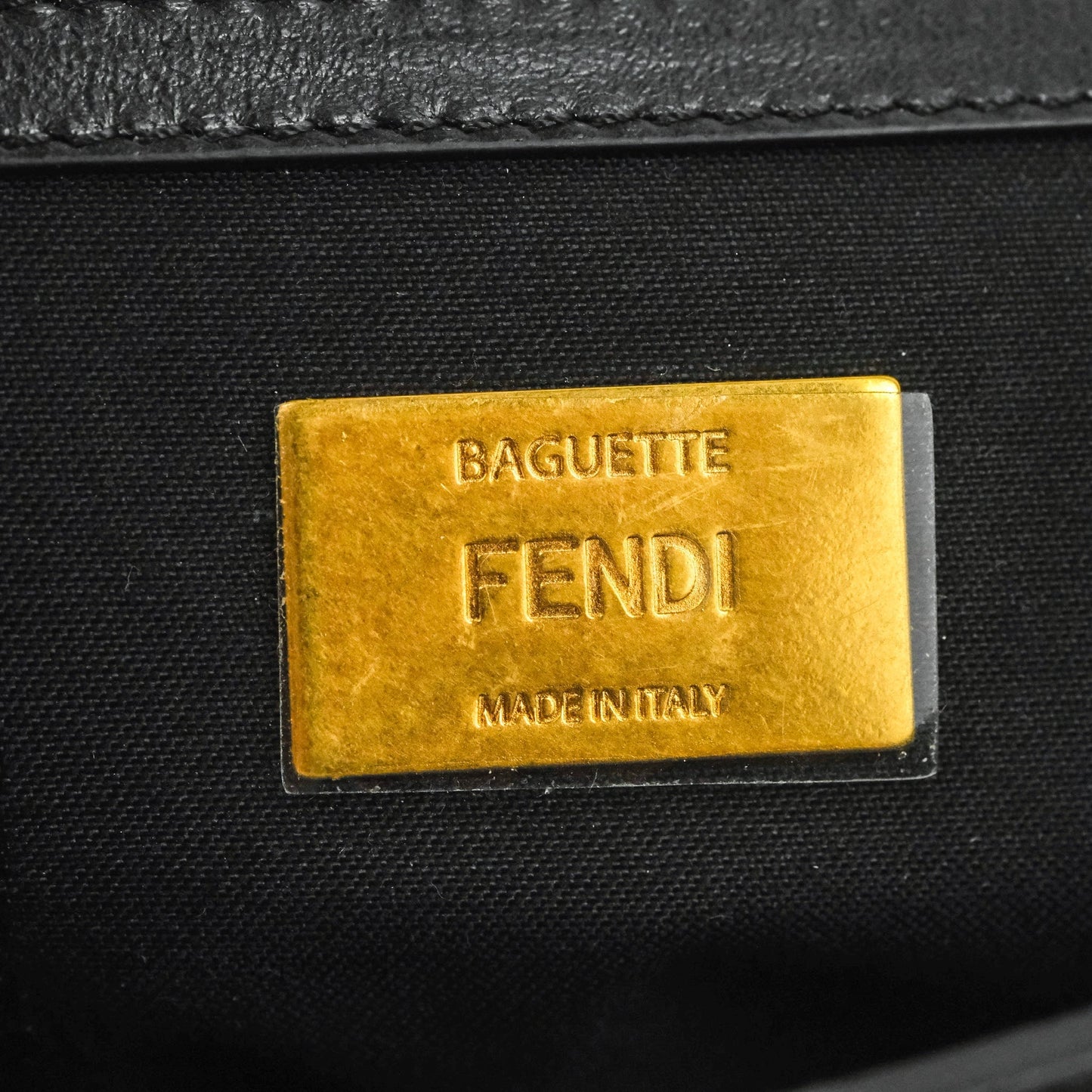 Fendi Baguette Chain Shoulder Bag in Black Nappa Leather
