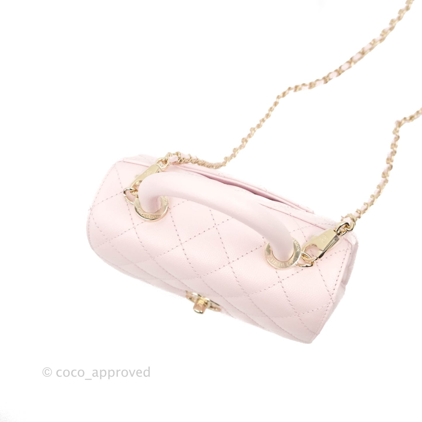 Chanel Mini Coco Handle Quilted Light Pink Caviar Gold Hardware