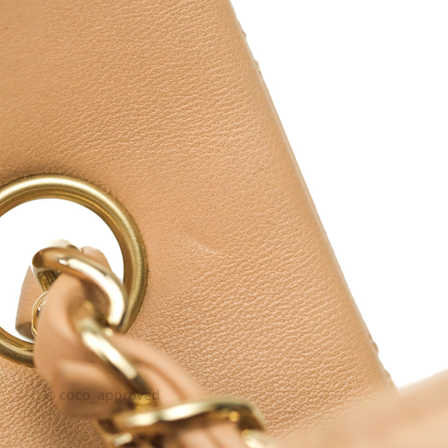 Chanel Quilted Mini Rectangular Flap Beige Lambskin Gold Hardware