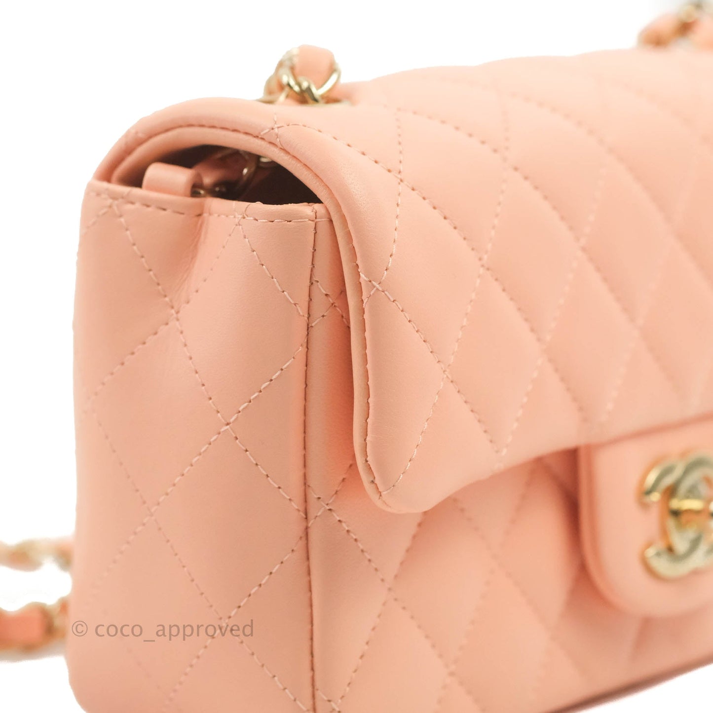 Chanel Quilted Mini Rectangular Flap Orange Clair Lambskin Gold Hardware