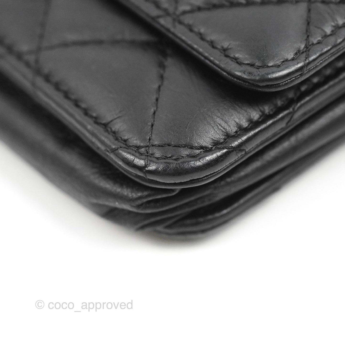 Chanel  Quilted Tassel Wallet On Chain WOC Black Aged Calfskin