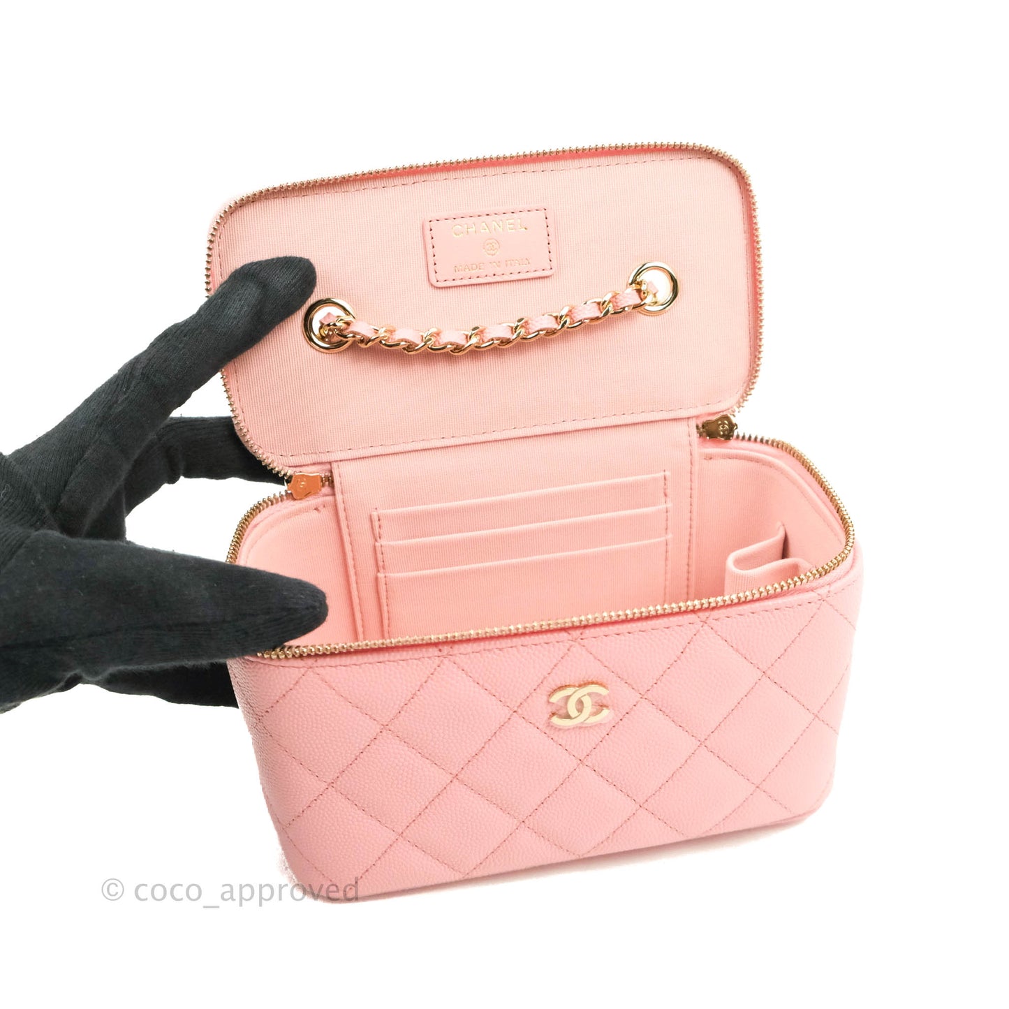 Chanel Classic Vanity with Chain Pink Caviar Gold Hardware
