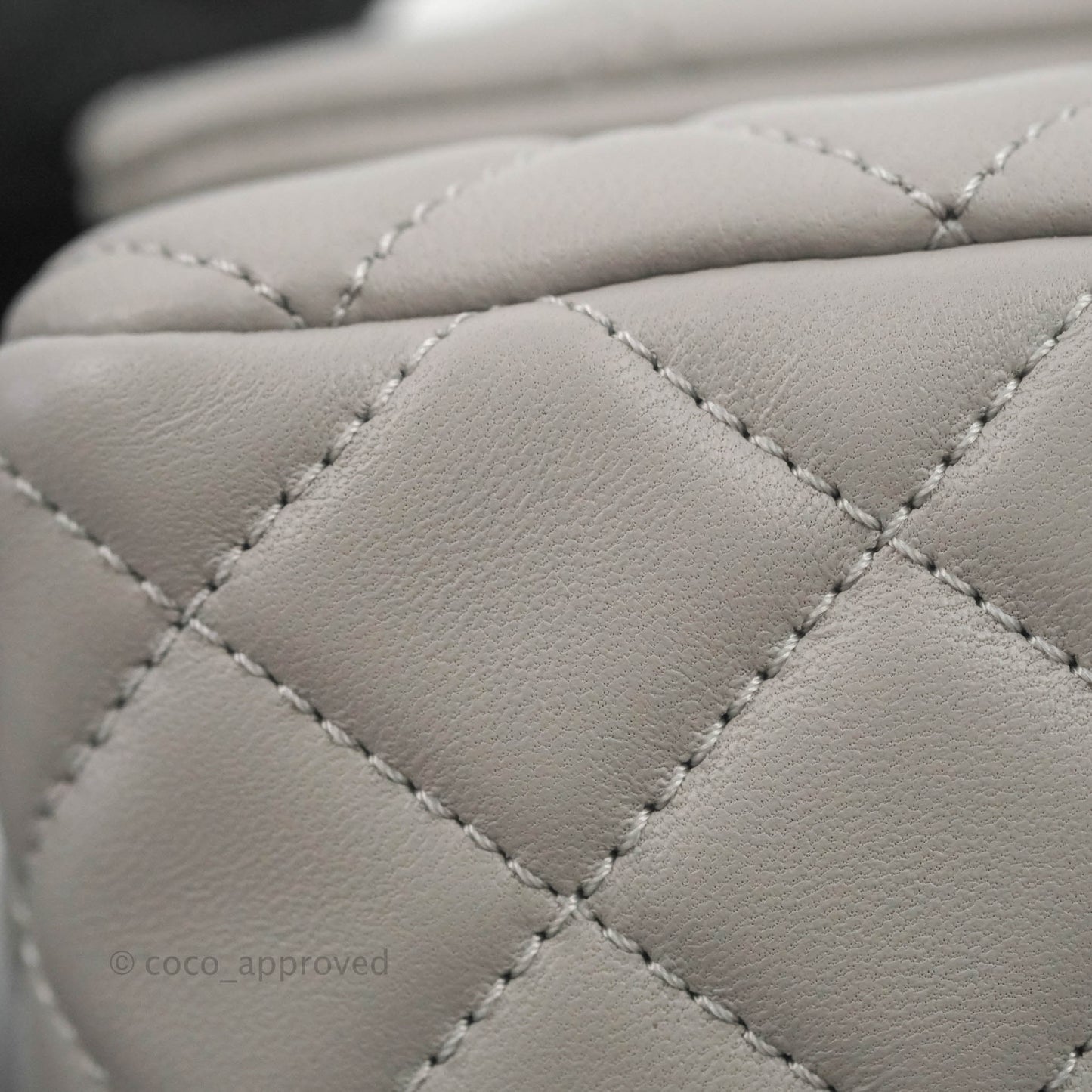 Chanel Mini Rectangular Pearl Crush Quilted Light Grey Lambskin Aged Gold Hardware 22B