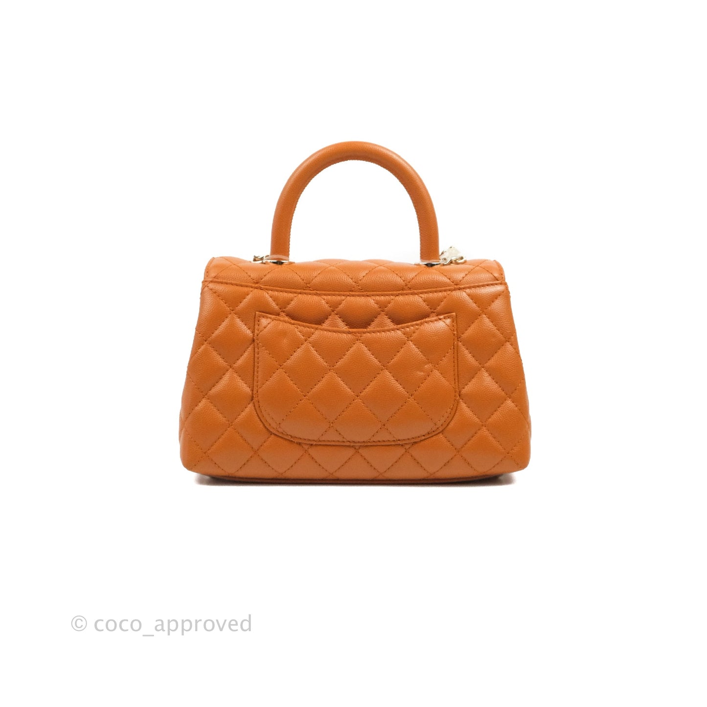 Chanel Small Coco Handle Quilted Caramel Caviar Gold Hardware 21A