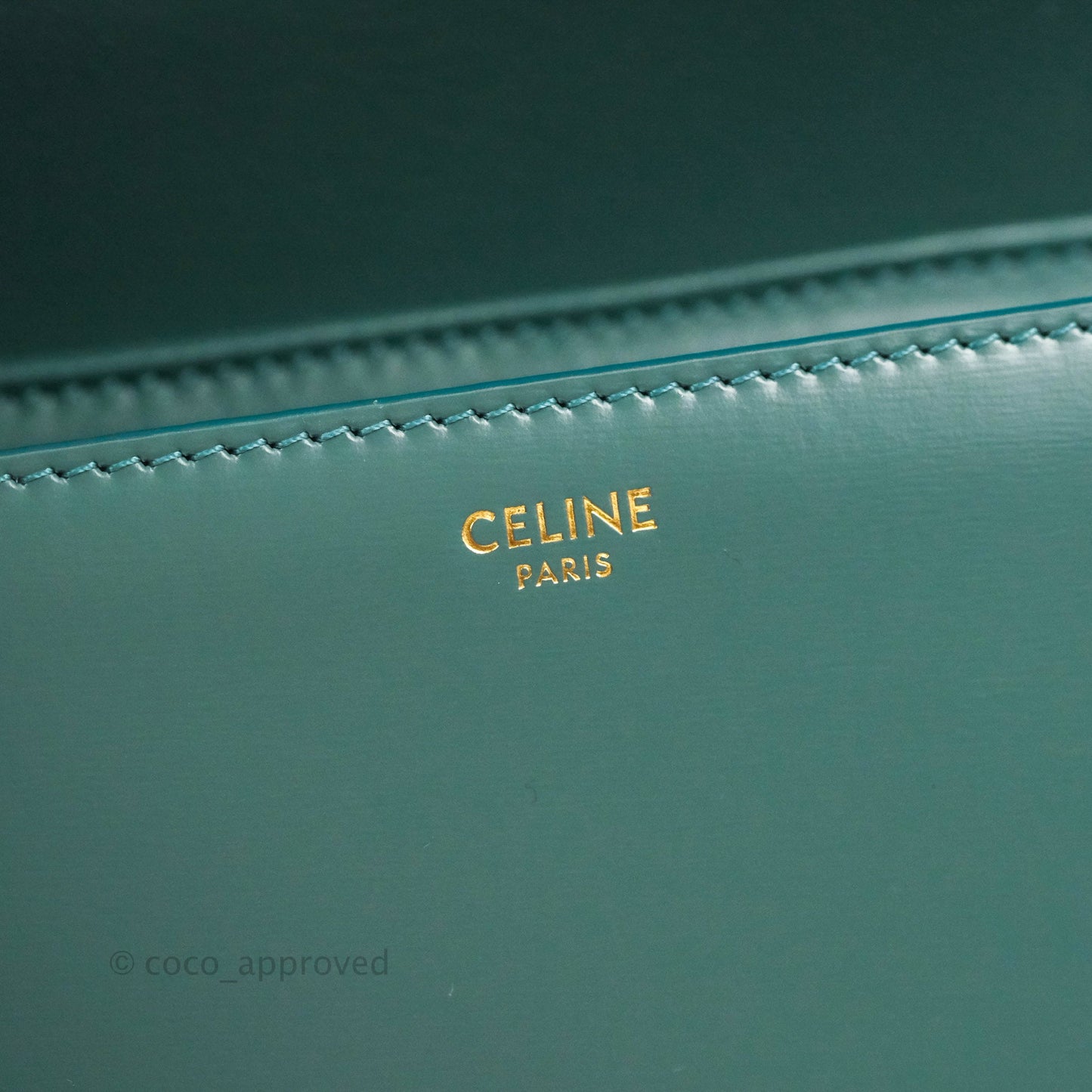 Celine Teen Triomphe Bag Shiny Calfskin Green Smoke