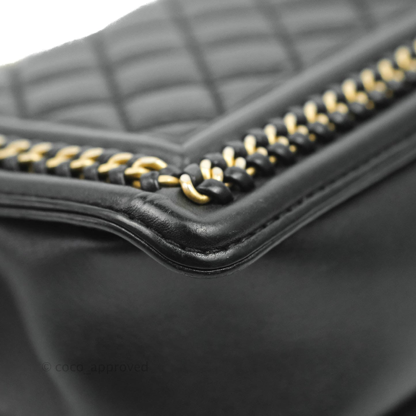 Chanel Quilted Medium Boy With Handle Black Calfskin Aged Gold Hardware