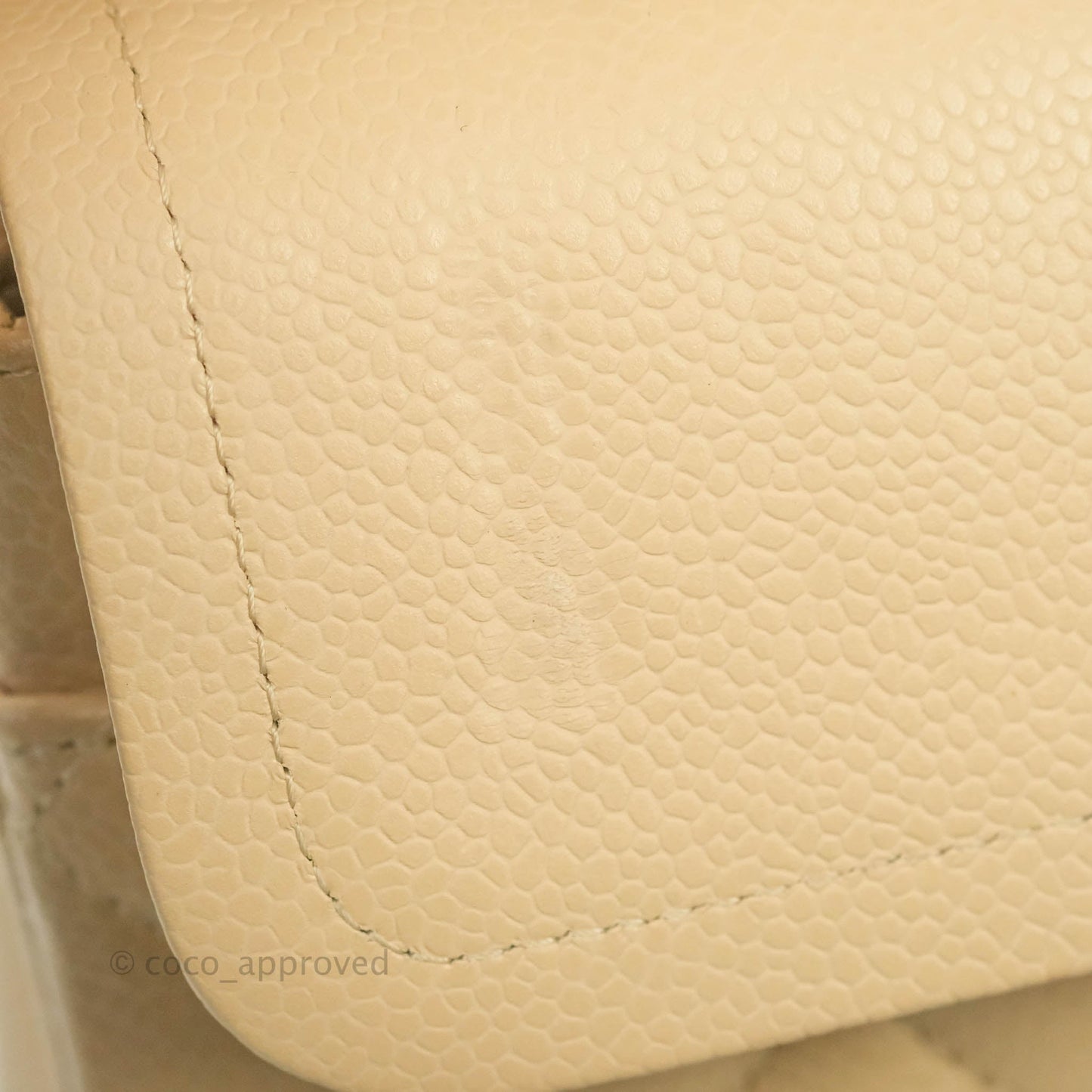 Chanel Classic M/L Medium Flap Quilted Beige Caviar Gold Hardware