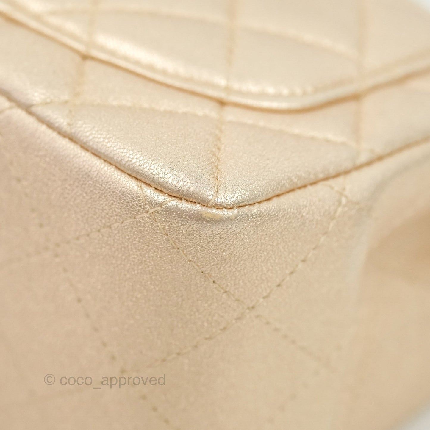 Chanel Quilted Mini Square Iridescent Gold Lambskin Gold Hardware 21P