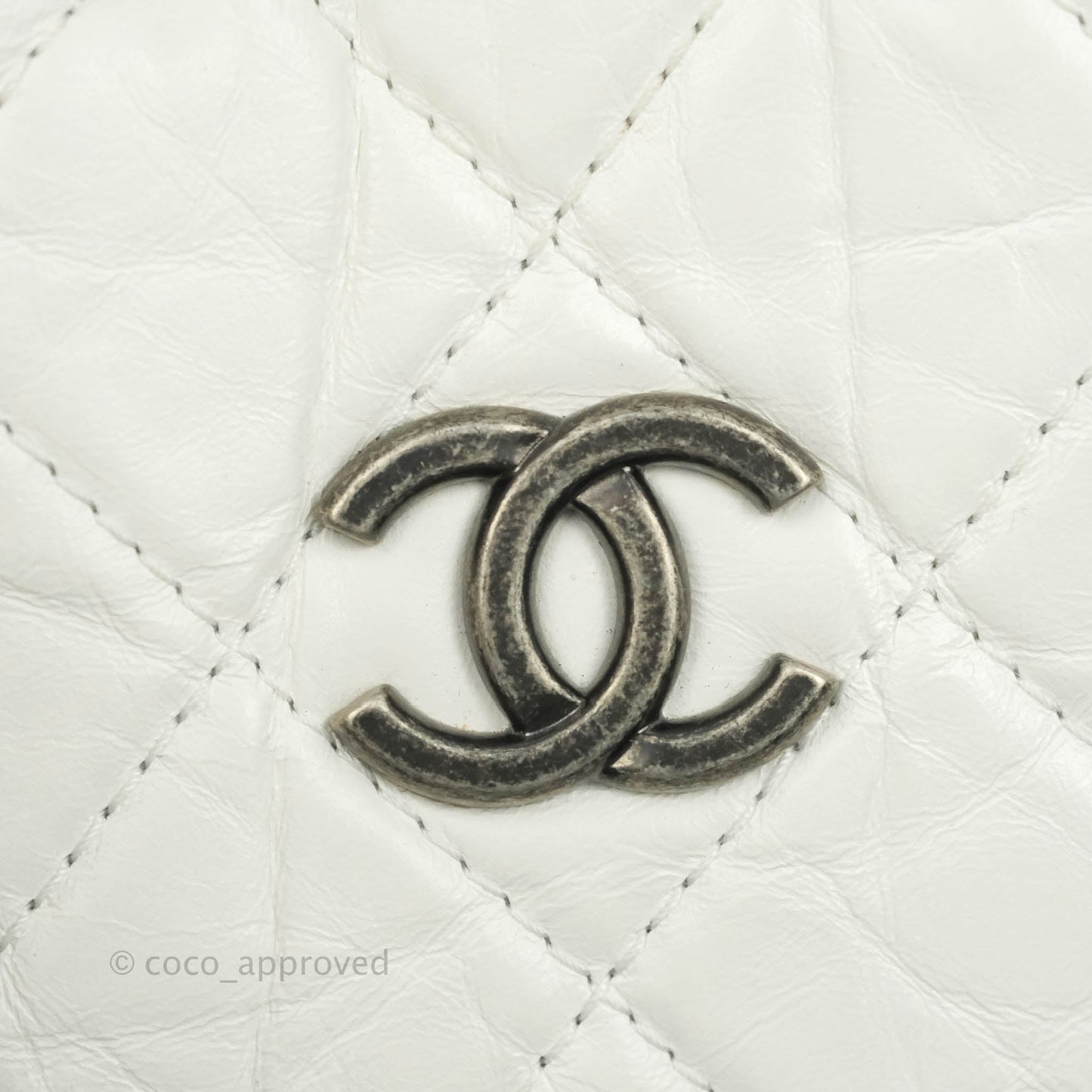 Chanel Small Gabrielle Backpack White Black Aged Calfskin