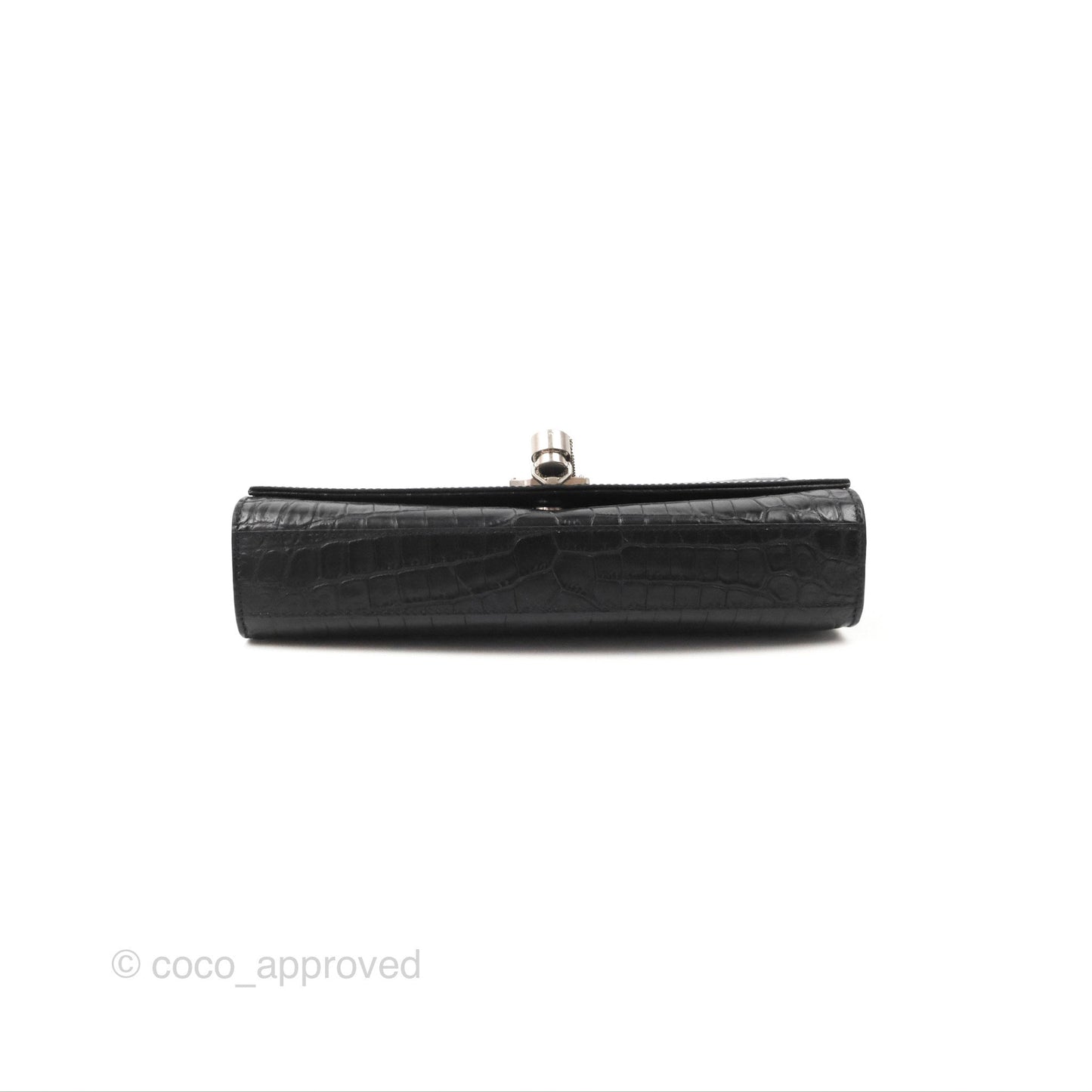 Saint Laurent Medium Kate Tassel Chain Bag Black Crocodile Embossed Calfskin Silver Hardware