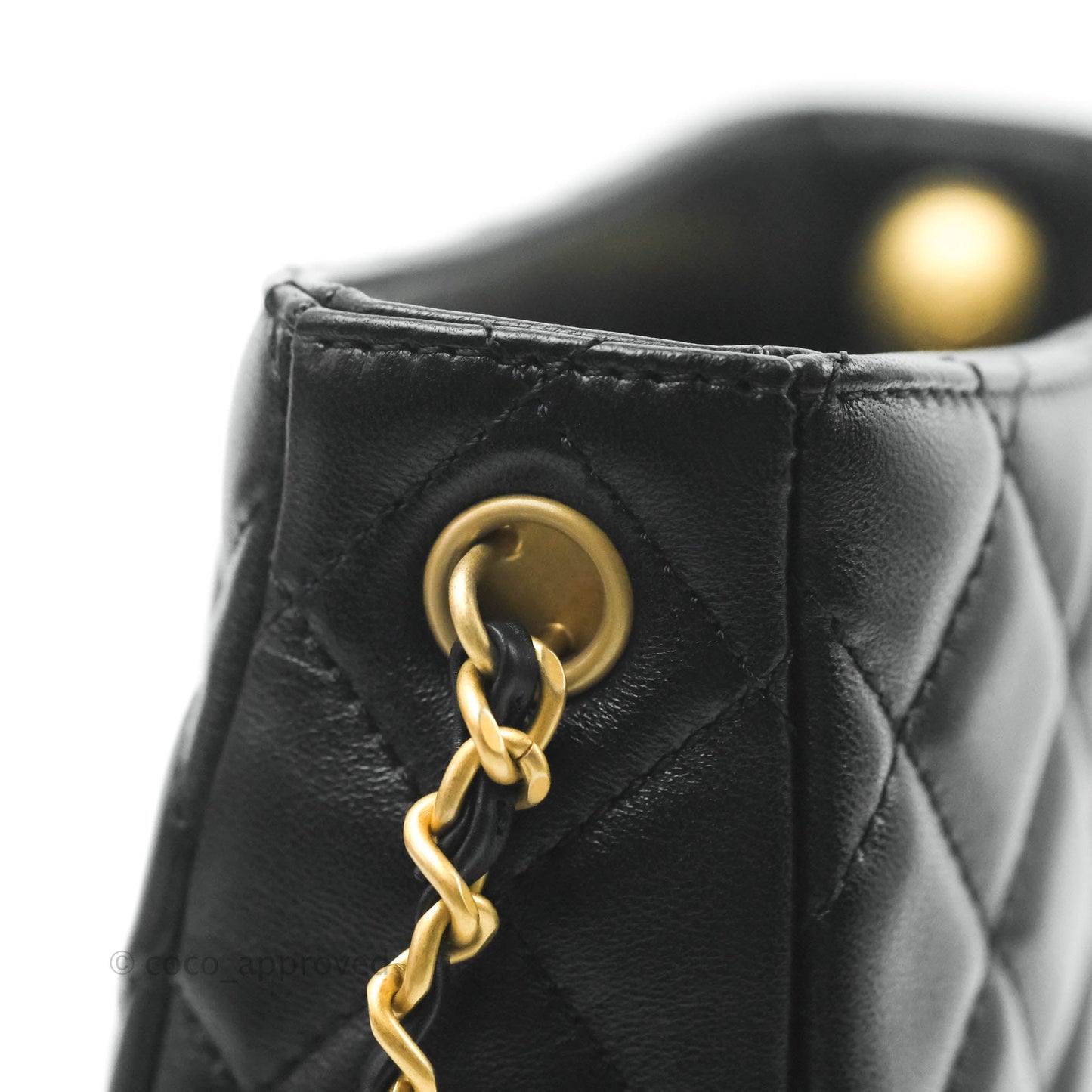 Chanel Black Pearl Crush Hobo Bag Lambskin Aged Gold Hardware