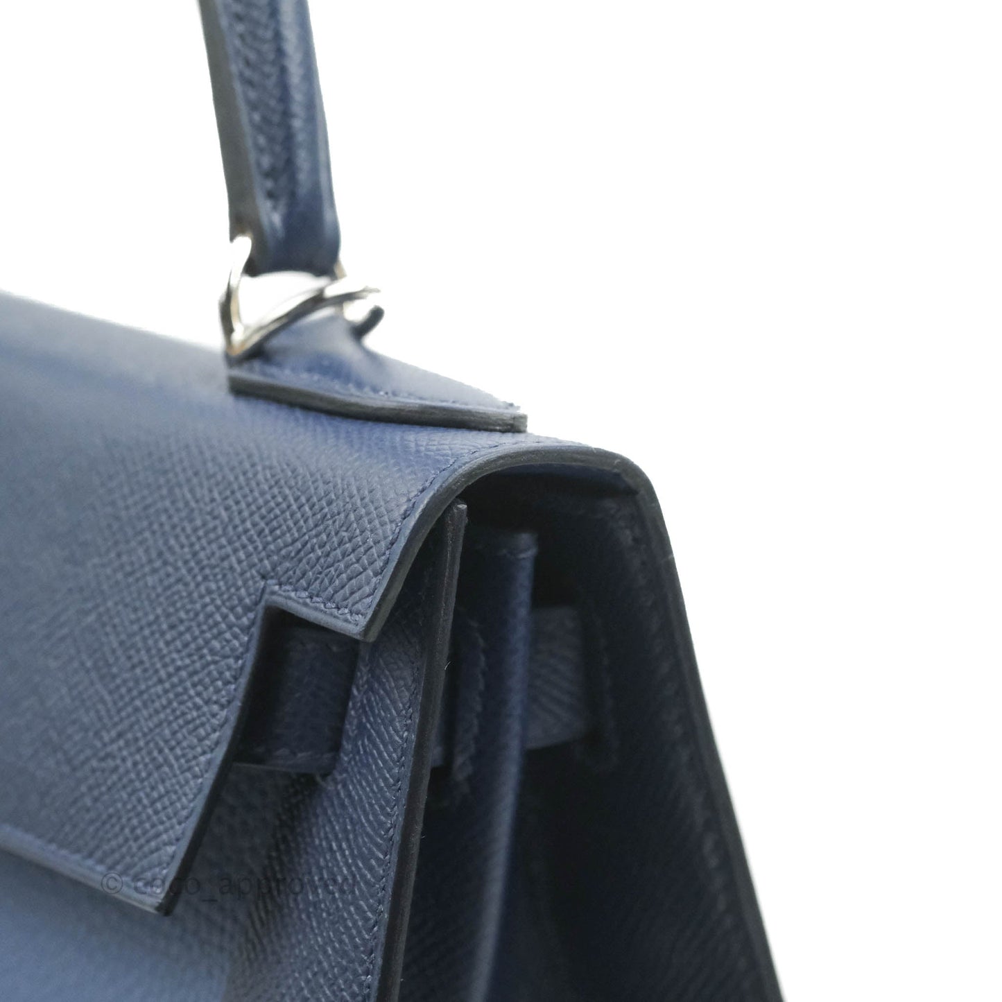 Hermès Kelly 28 Blue Epsom Palladium Hardware "Letter" Collection Limited Edition