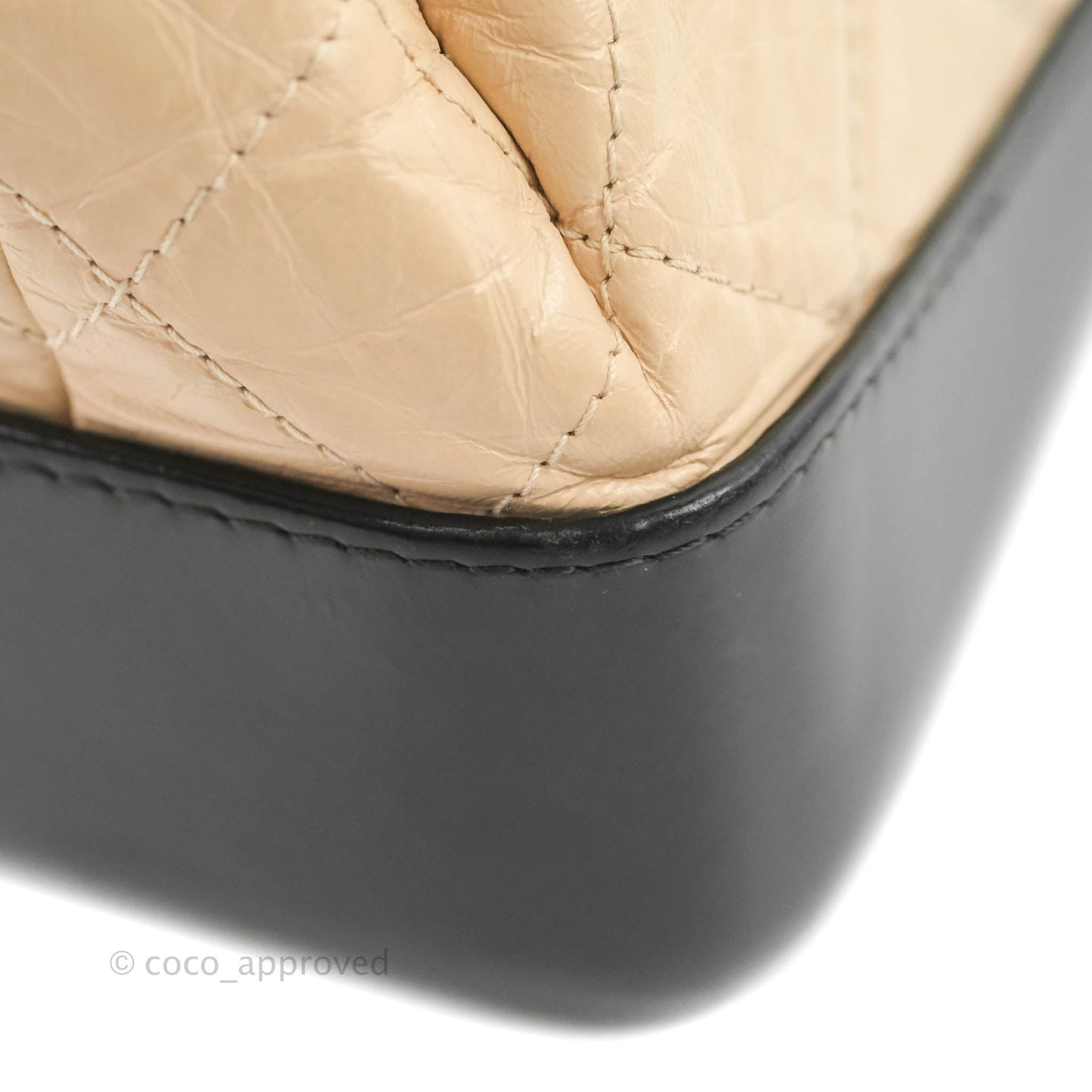Chanel Small Gabrielle Backpack Beige Black Aged Calfskin