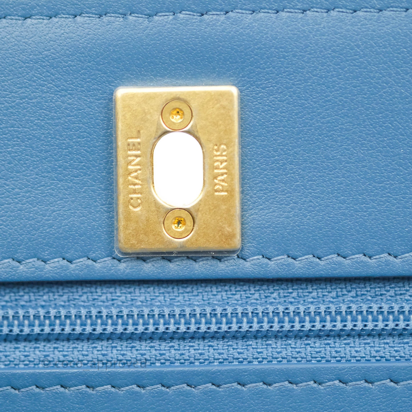 Chanel Quilted Pearl Crush Wallet on Chain WOC Denim Aged Gold Hardware