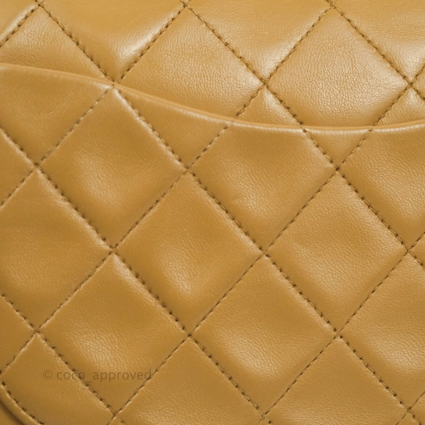 Chanel Vintage Classic M/L Medium Double Flap Bag Dark Beige Lambskin 24K Gold Hardware